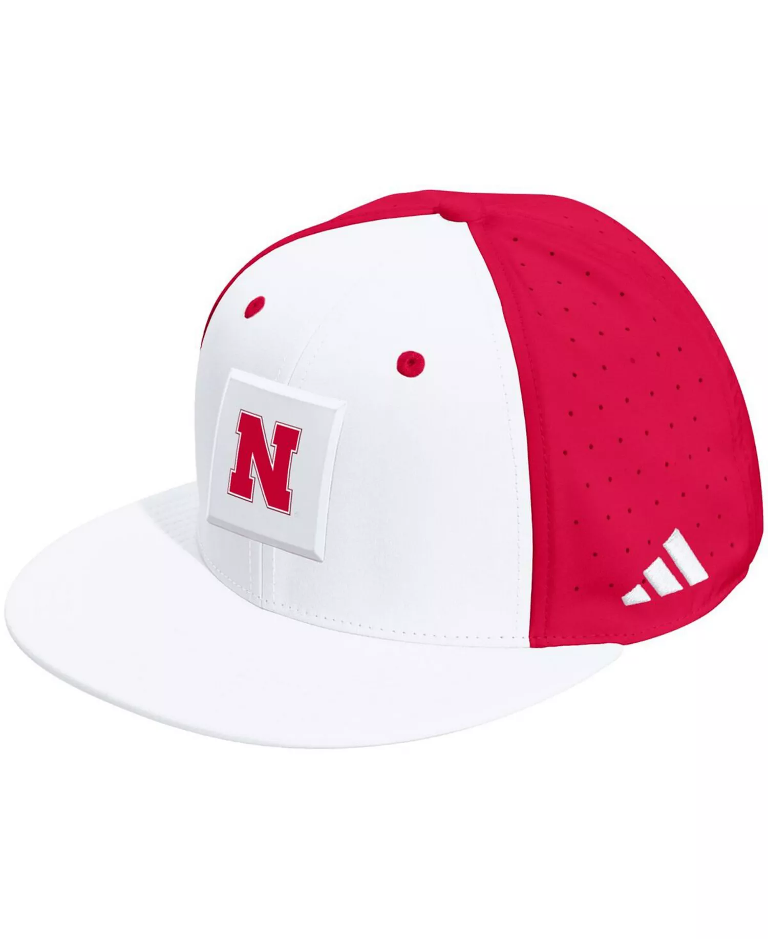 Men's and Women's White/Scarlet Nebraska Huskers Performance Flat Bill Adjustable Hat - White, Scarlet - ONE SIZE