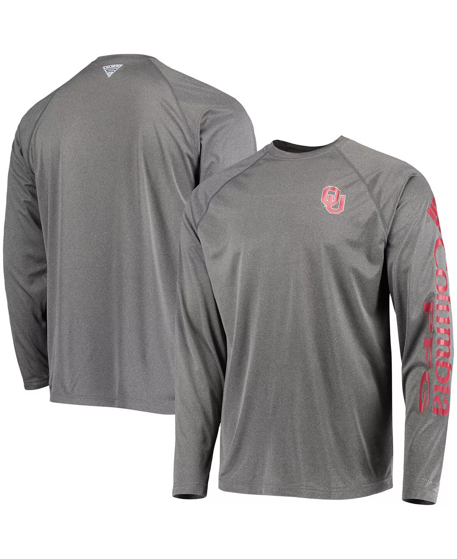 Men's Charcoal Oklahoma Sooners PFG Terminal Tackle Omni-Shade Long Sleeve T-shirt - Charcoal - L