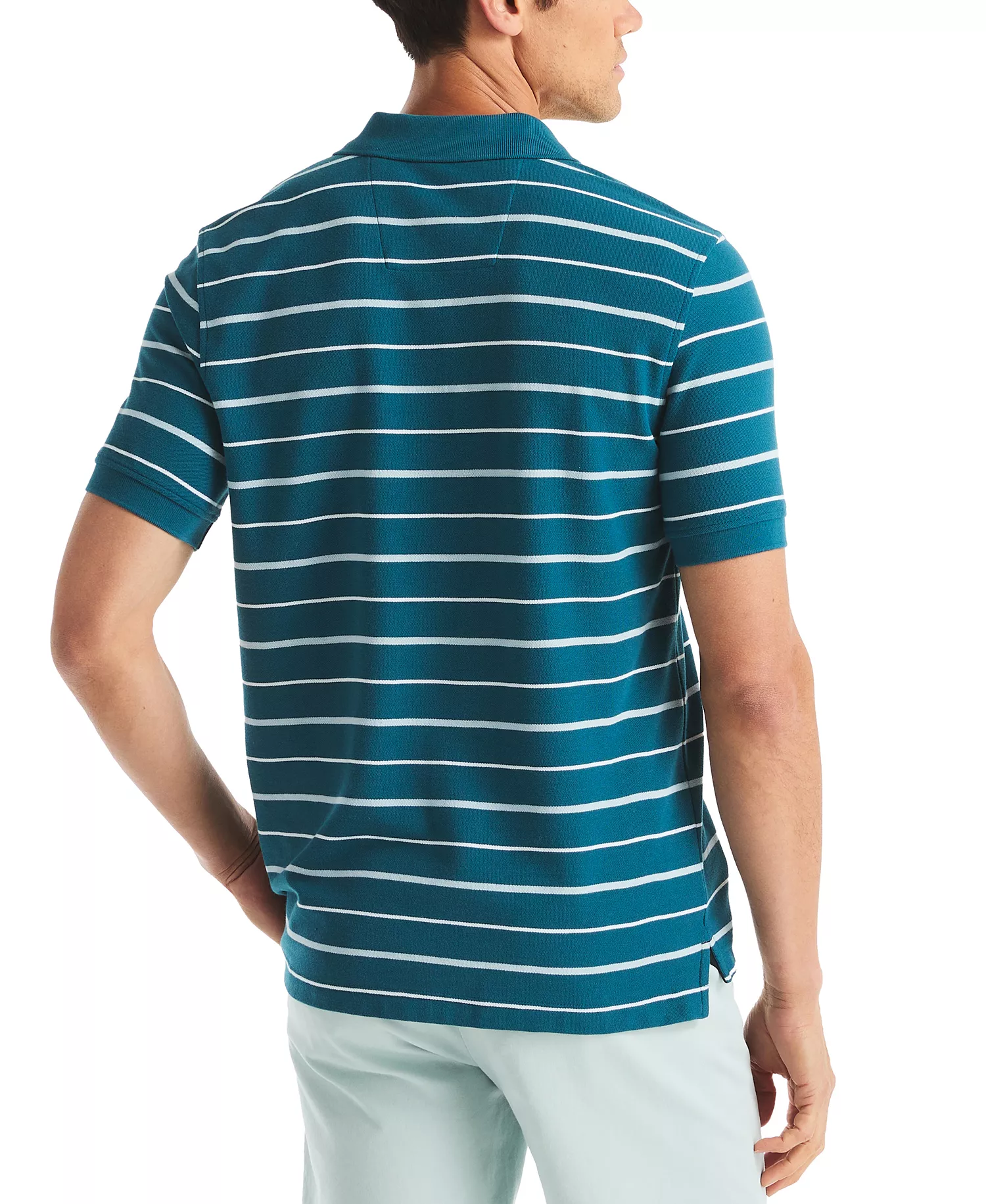 Men's Striped Classic-Fit Deck Polo Shirt - Blue Coral - 2XL