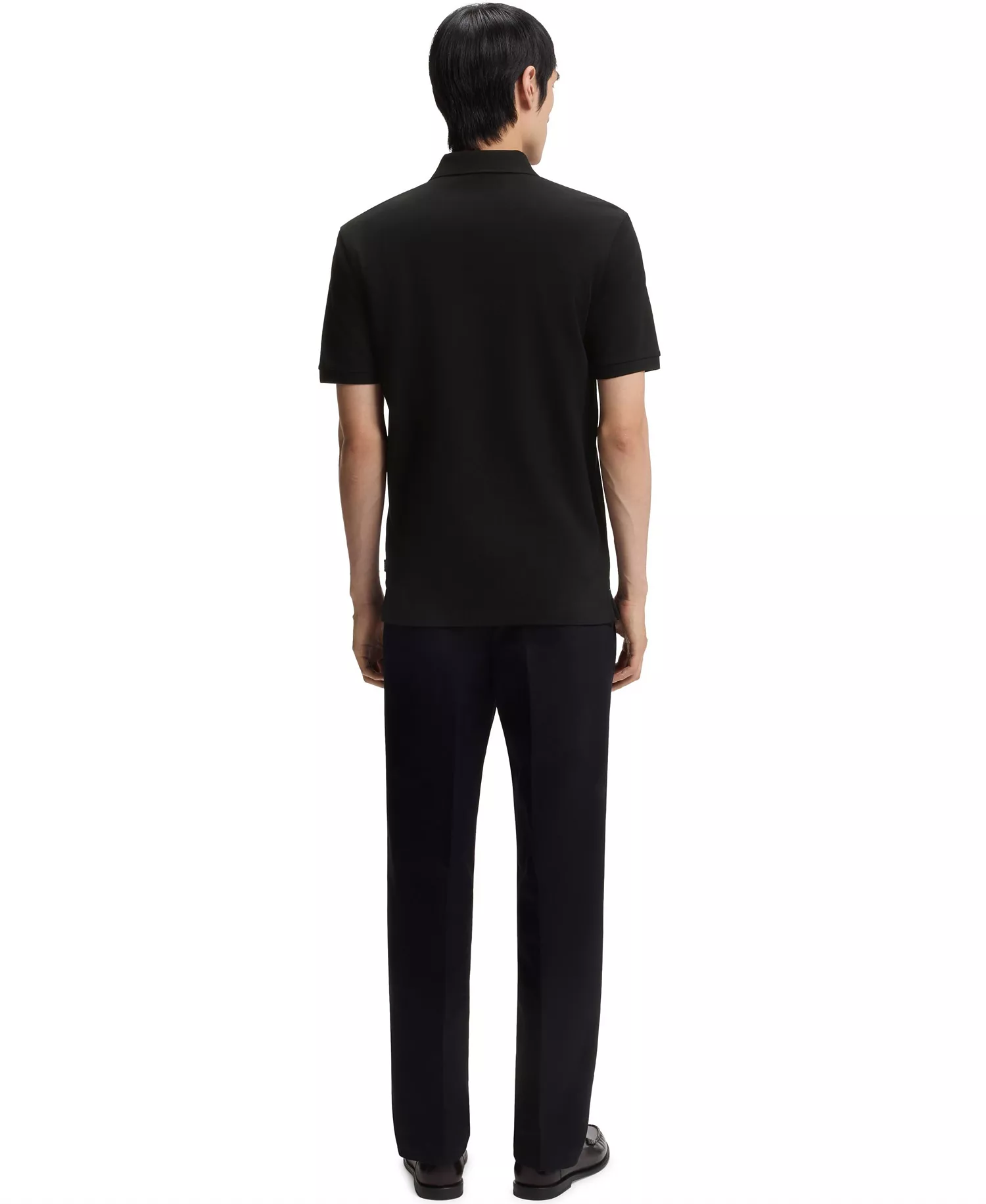 Men's Cotton-Piqué Logo Artwork Polo Shirt - Black - 2XL