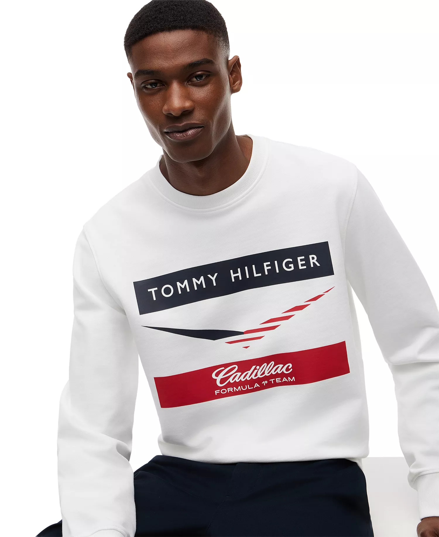 x Cadillac F1® Men's Chevron Logo Crewneck  - White - M