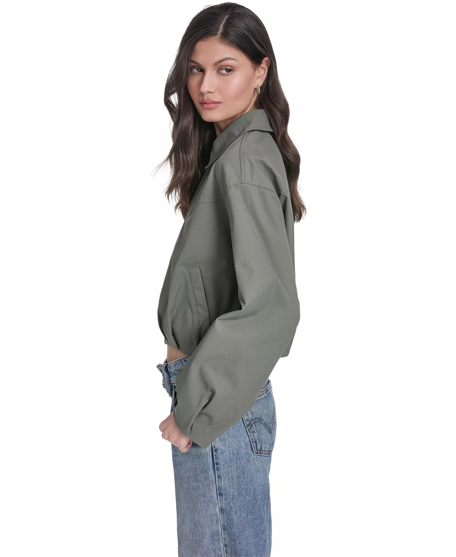 Women's Bubble Hem Bomber Jacket - Sage - L