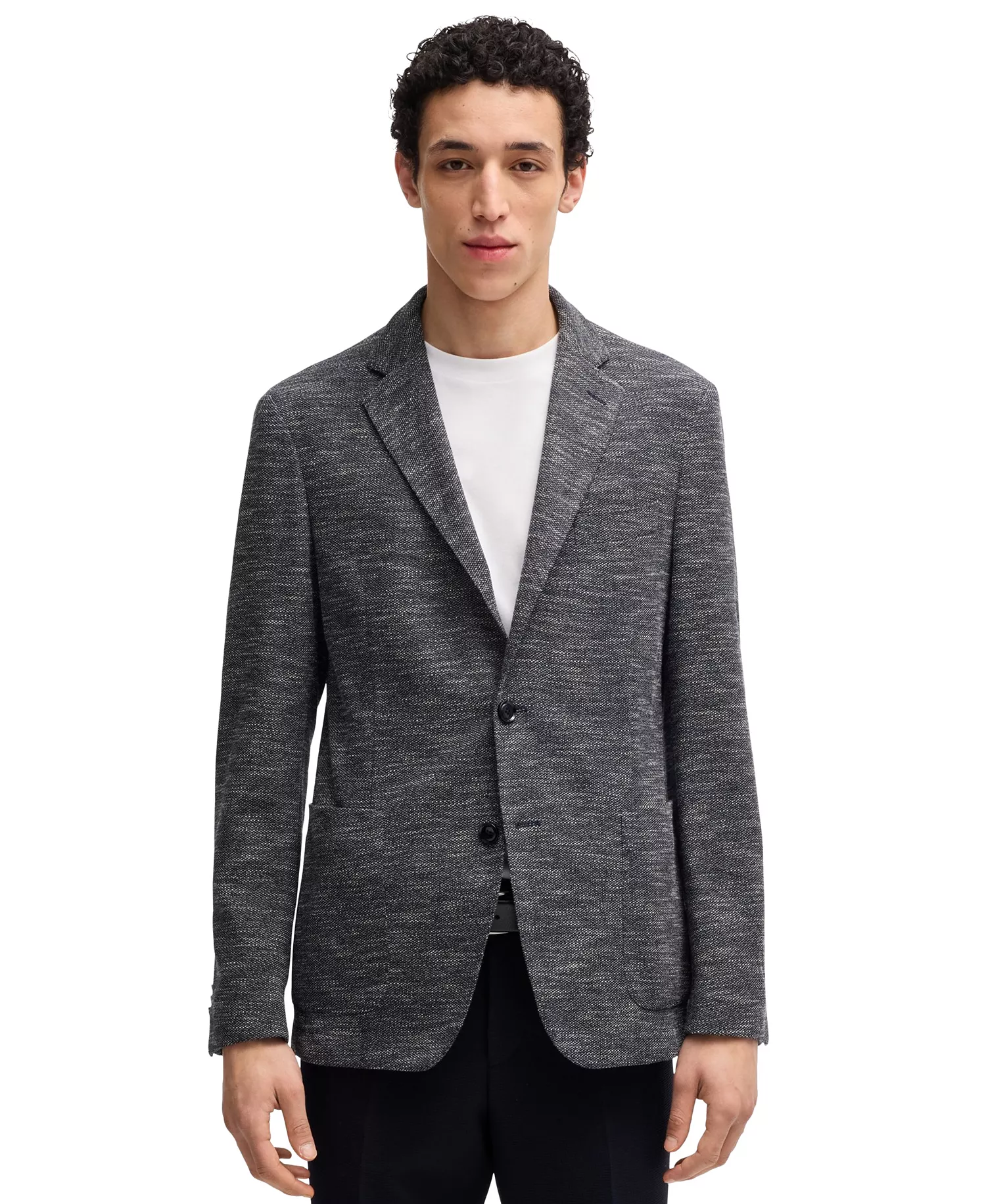 Men's Micro-Patterned Slim-Fit Blazer - Dark Blue - 40R