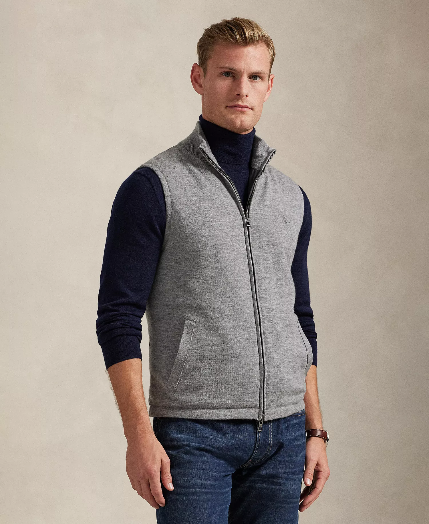 Men's Reversible Sweater Vest - Grey Combo - L