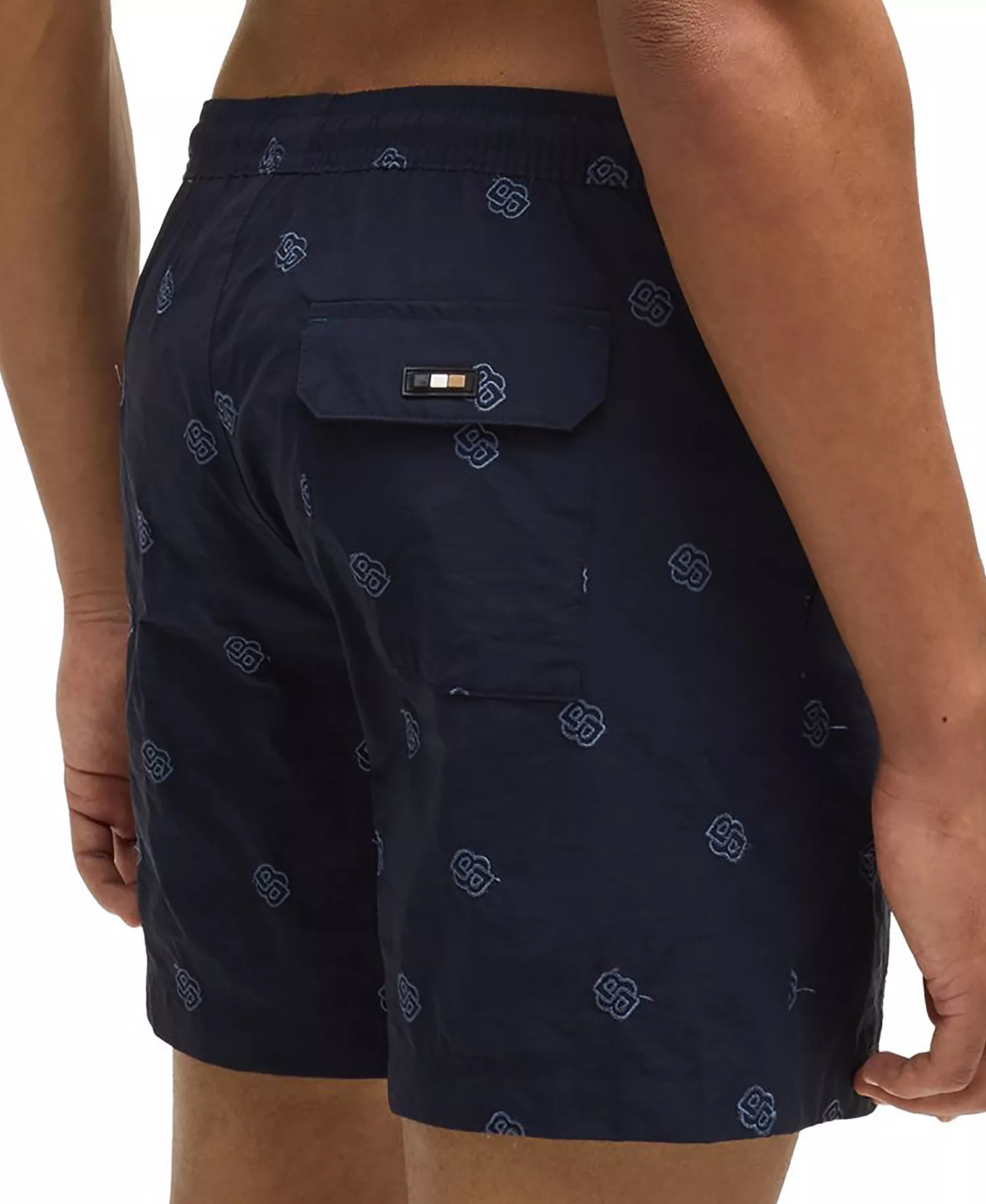 Men's Double B Monogram Quick-Dry Swim Shorts - Navy - L