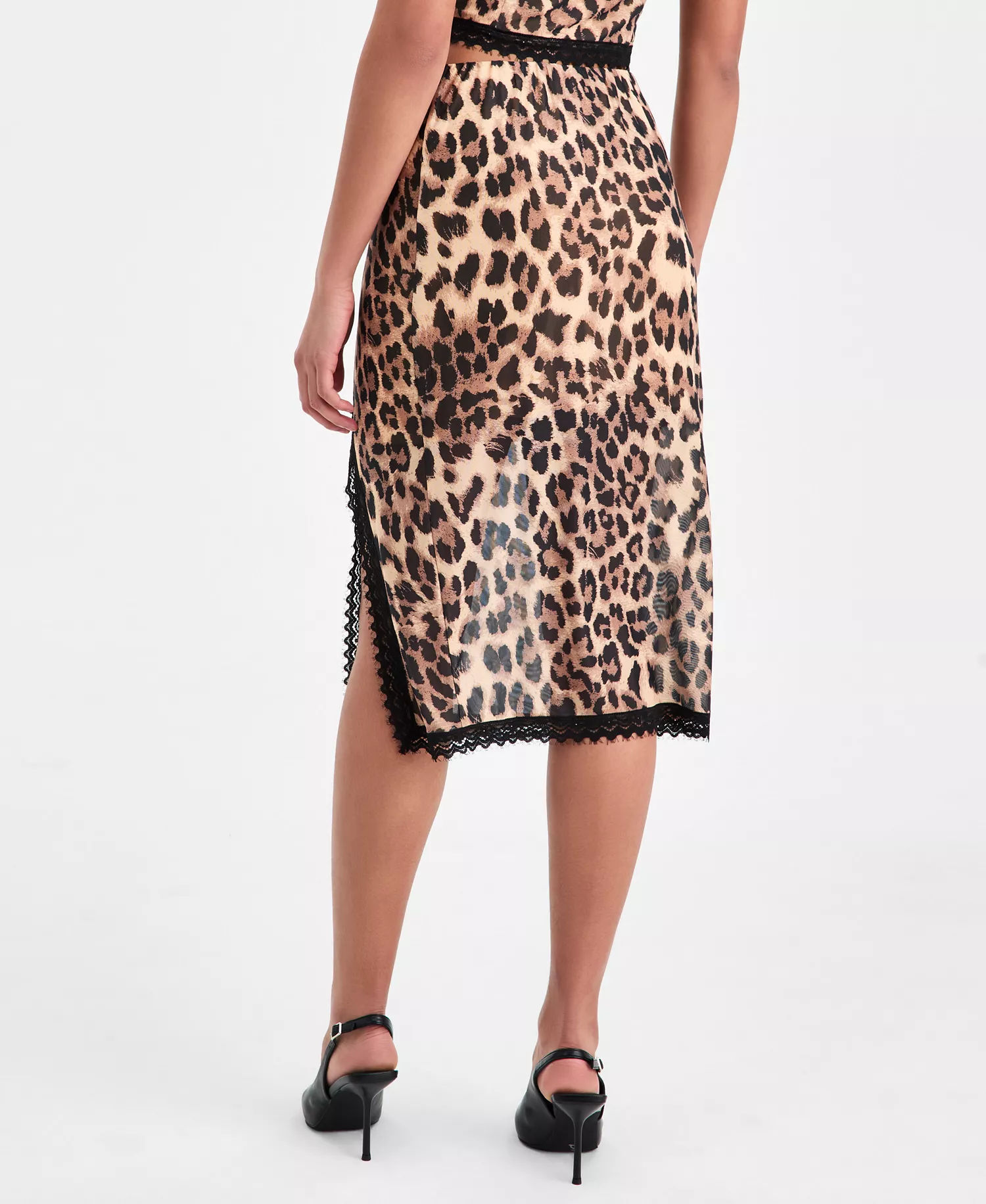 Women's Lace-Trim Animal Print Pencil Skirt, Macy's Exclusive - Leopard - L