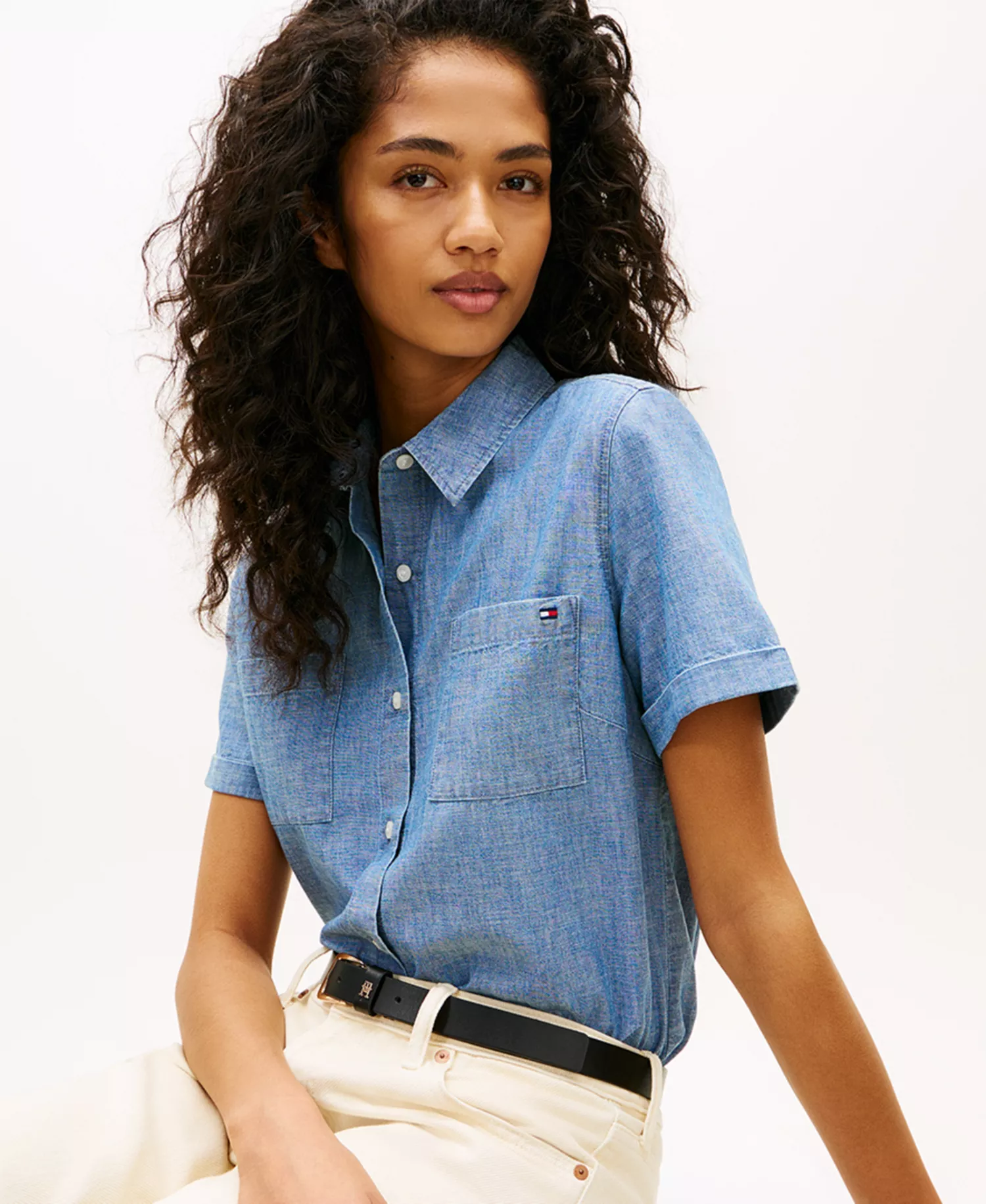 Women's Short-Sleeve Chambray Shirt - Chambray - L