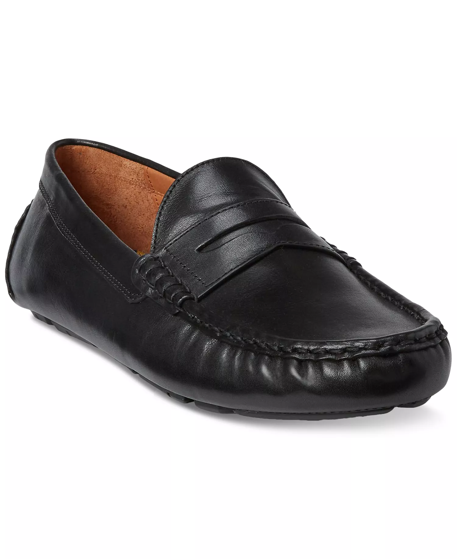Men's Anders Leather Penny Driver - Black - 10