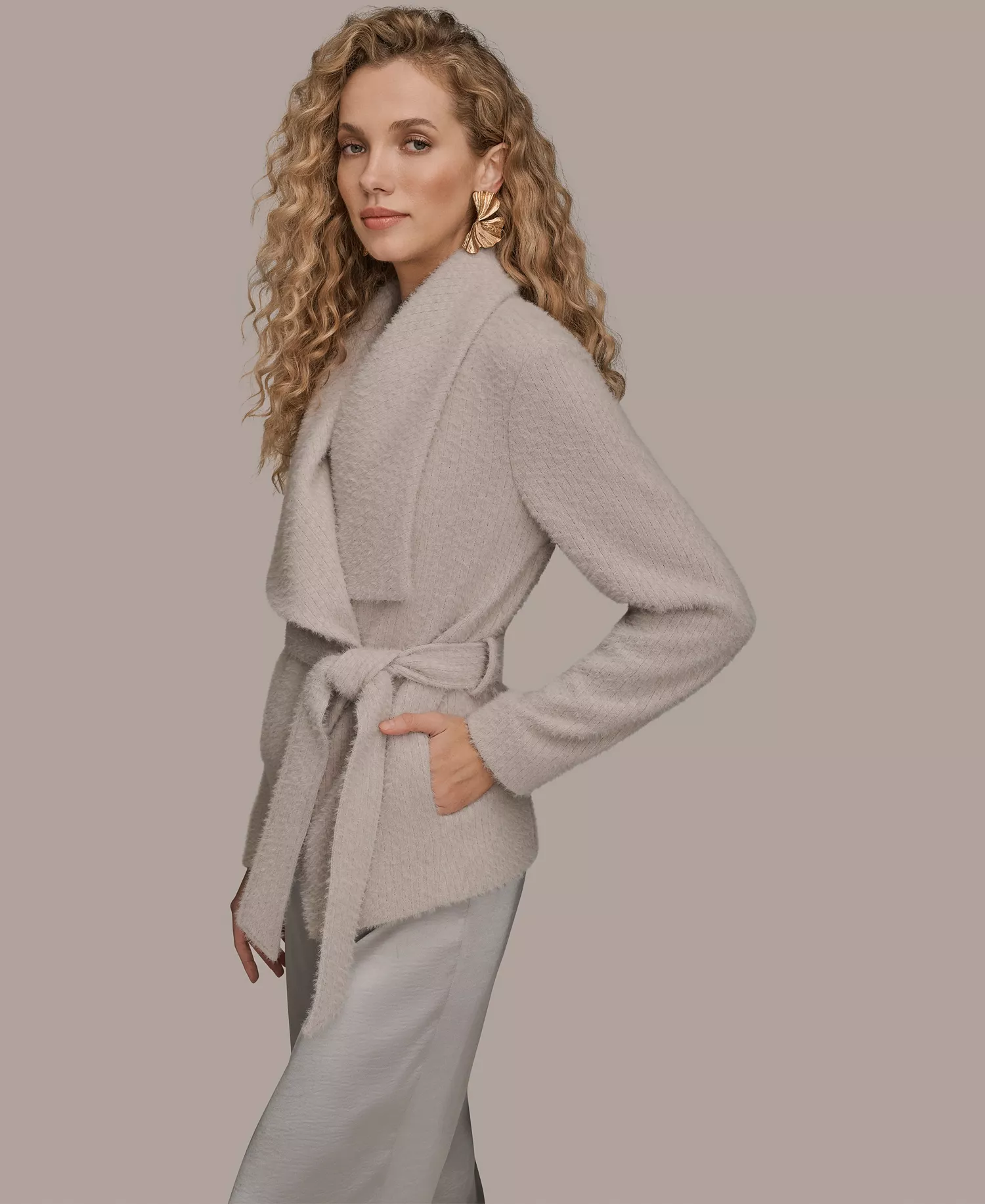 Women's Snap Closure Wrap Coat - Vapor - L