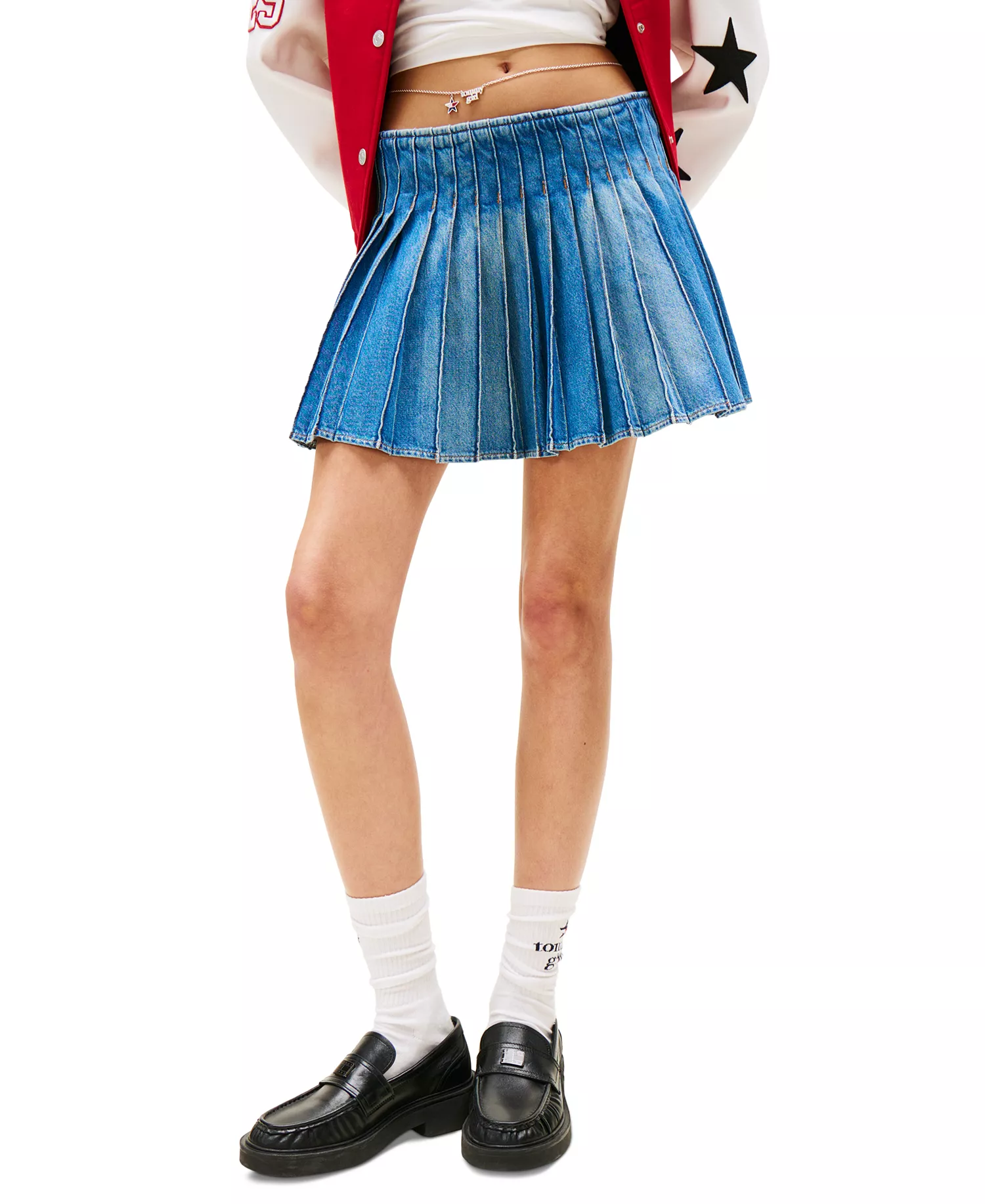 Tommy Girl Women's Pleated Denim Skirt - Indigo Wash - XS