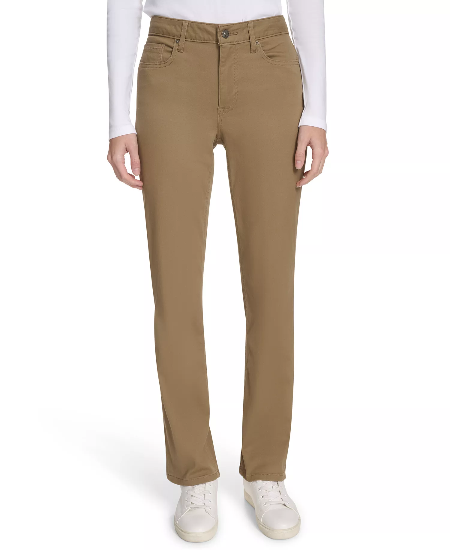 Women's Solid Stretch Full-Length Jeans - Barley - 10