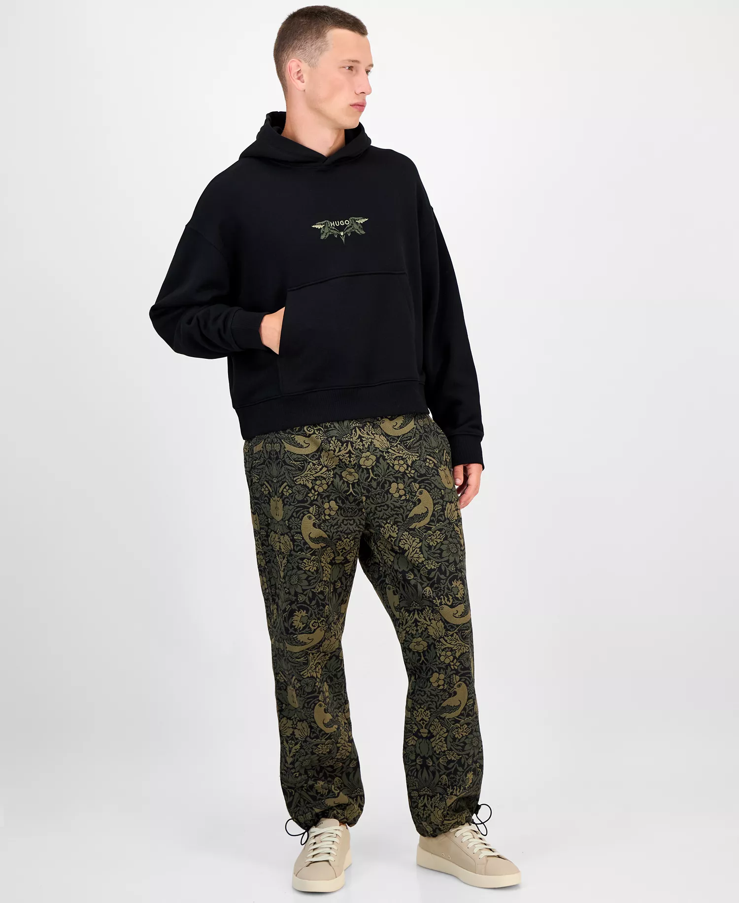 Men's Dimstone Relaxed Fit Long Sleeve  Embroidered Logo Hoodie - Black - XL