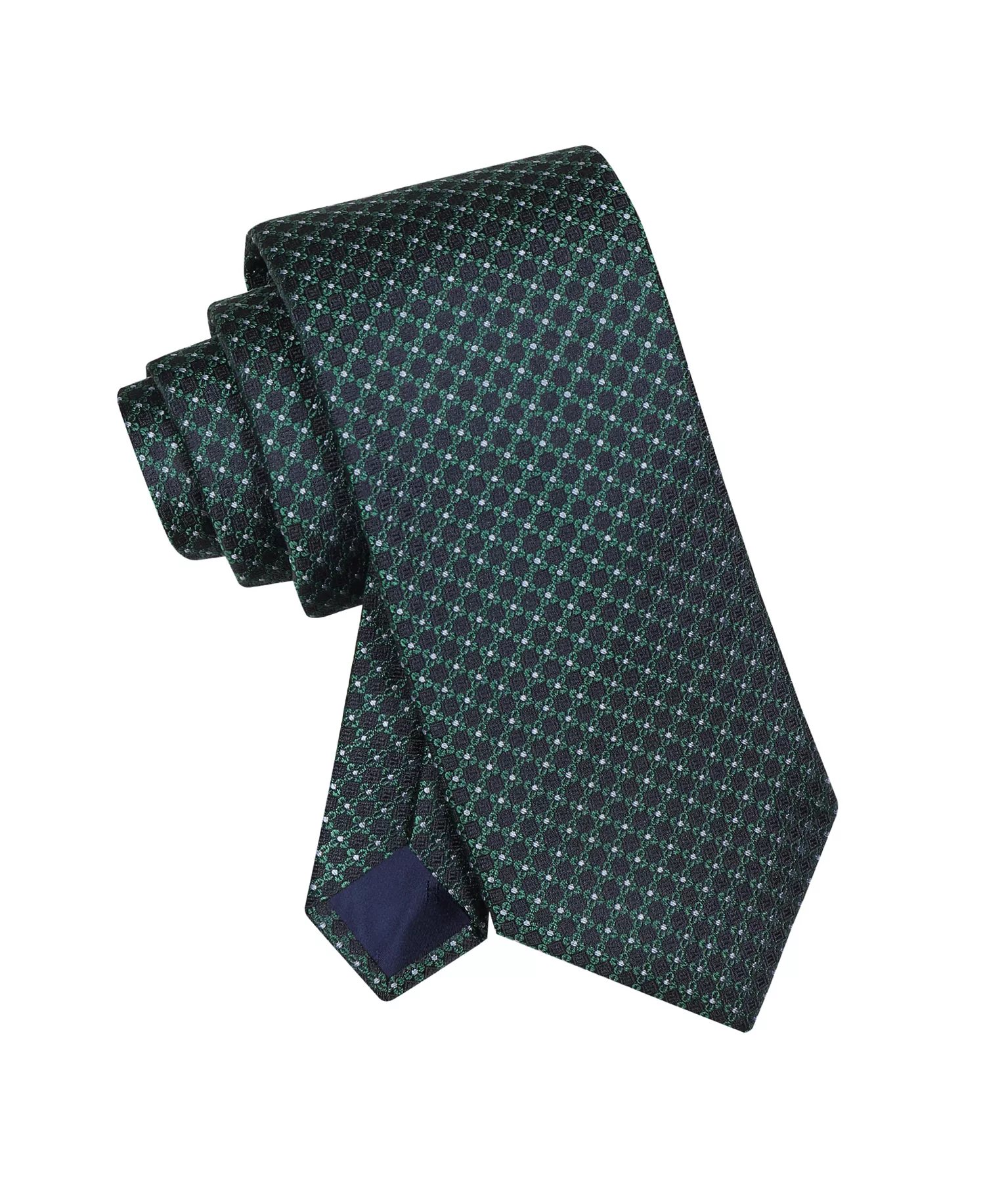 Men's Hannah Geometric Floral Print Tie - Navy/Green - ONE SIZE