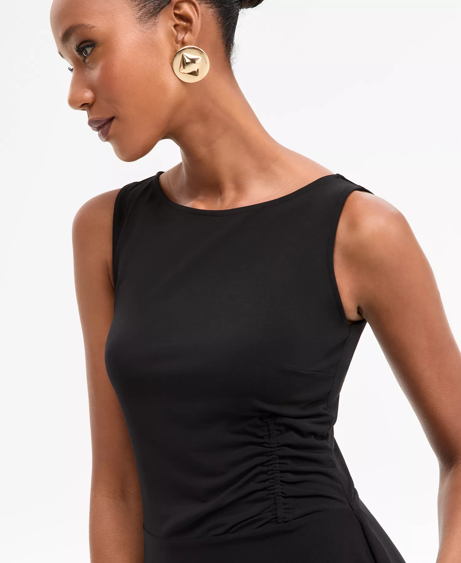 Women's Scoop-Neck Asymmetric-Hem Dress, Macy's Exclusive  - Deep Black - L
