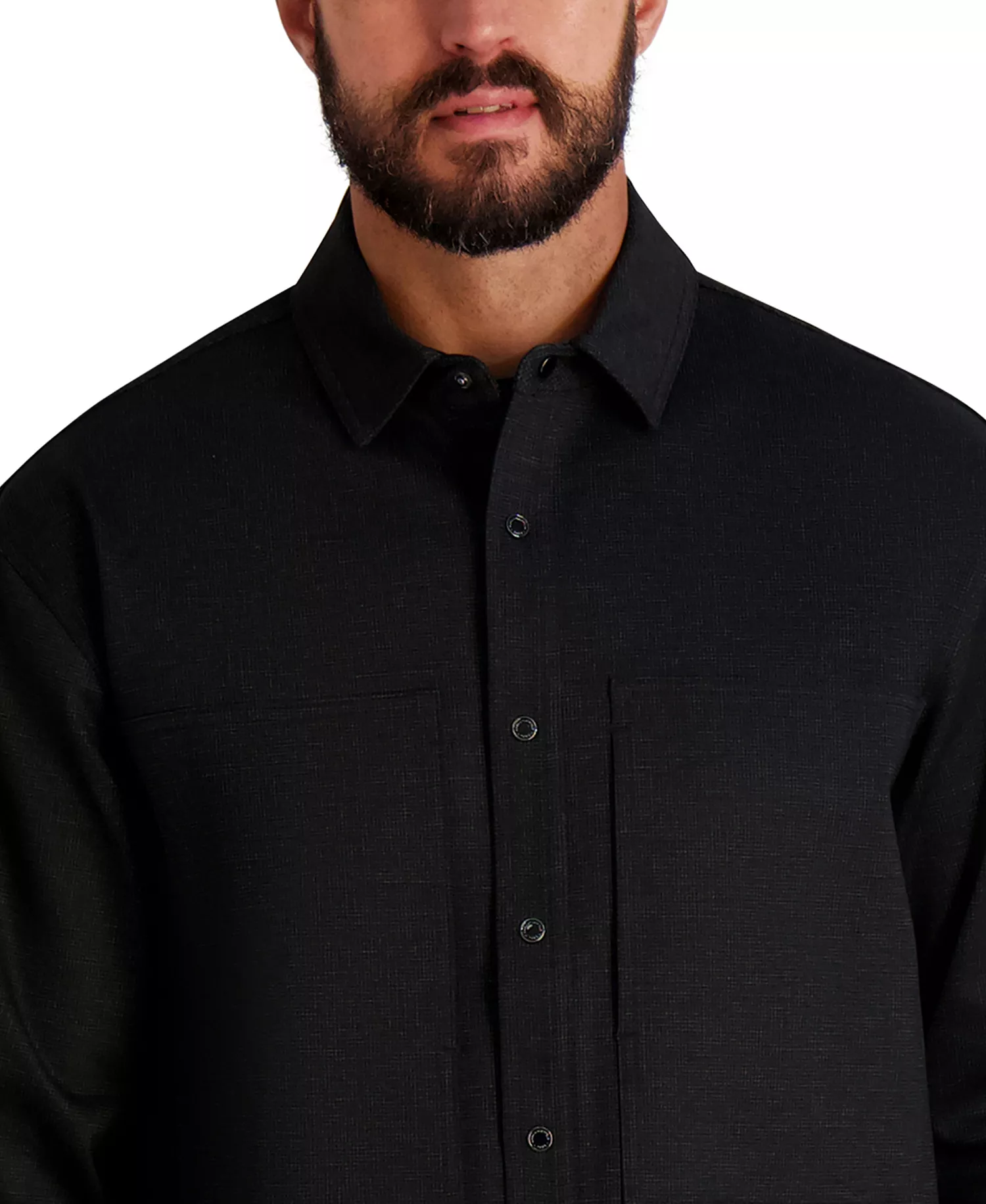 Men's Houndstooth Pattern Utility Jacket - Black - L