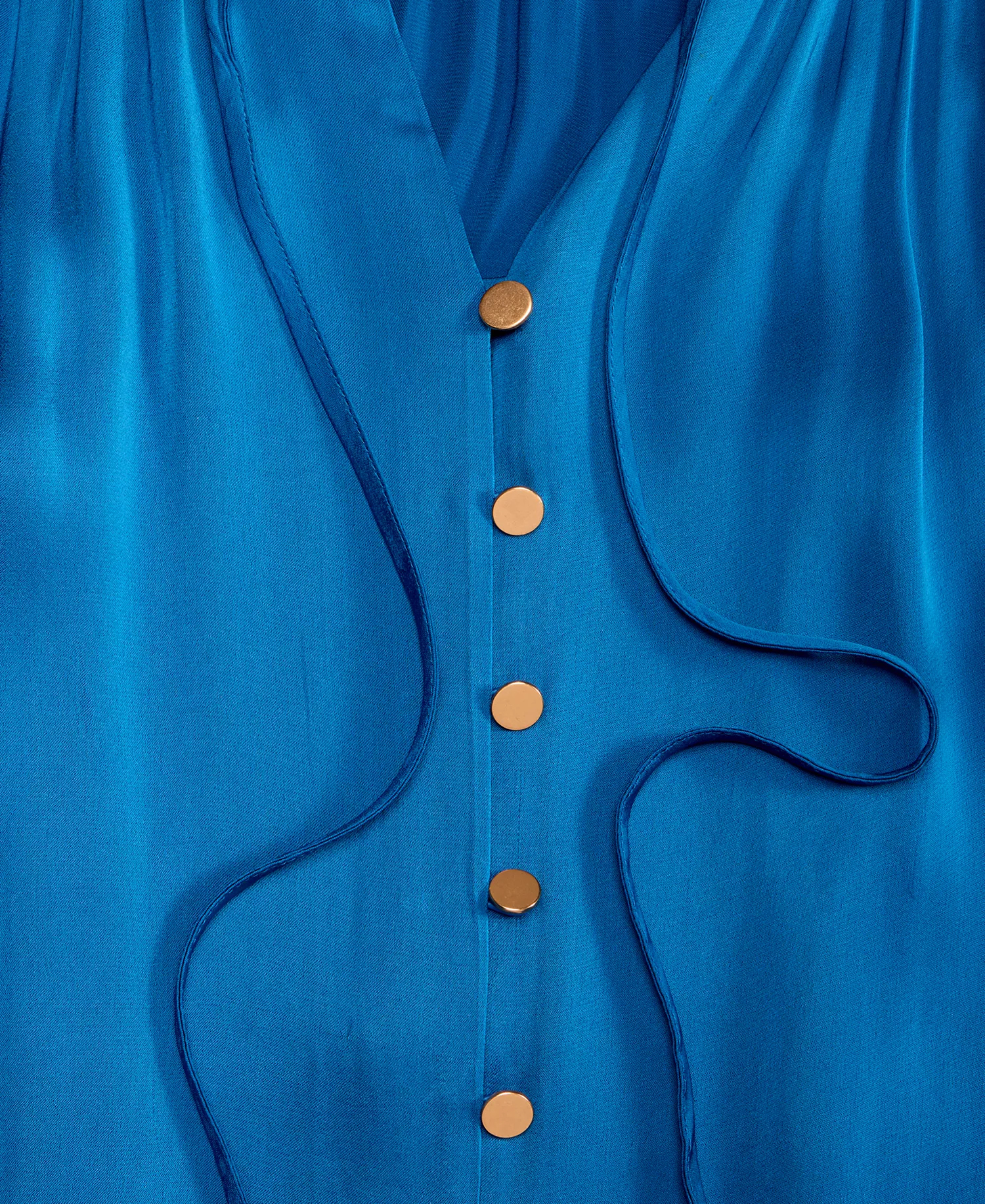 Women's Tie-Neck Puff-Sleeve Blouse, Macy's Exclusive - Cobalt Dream - L