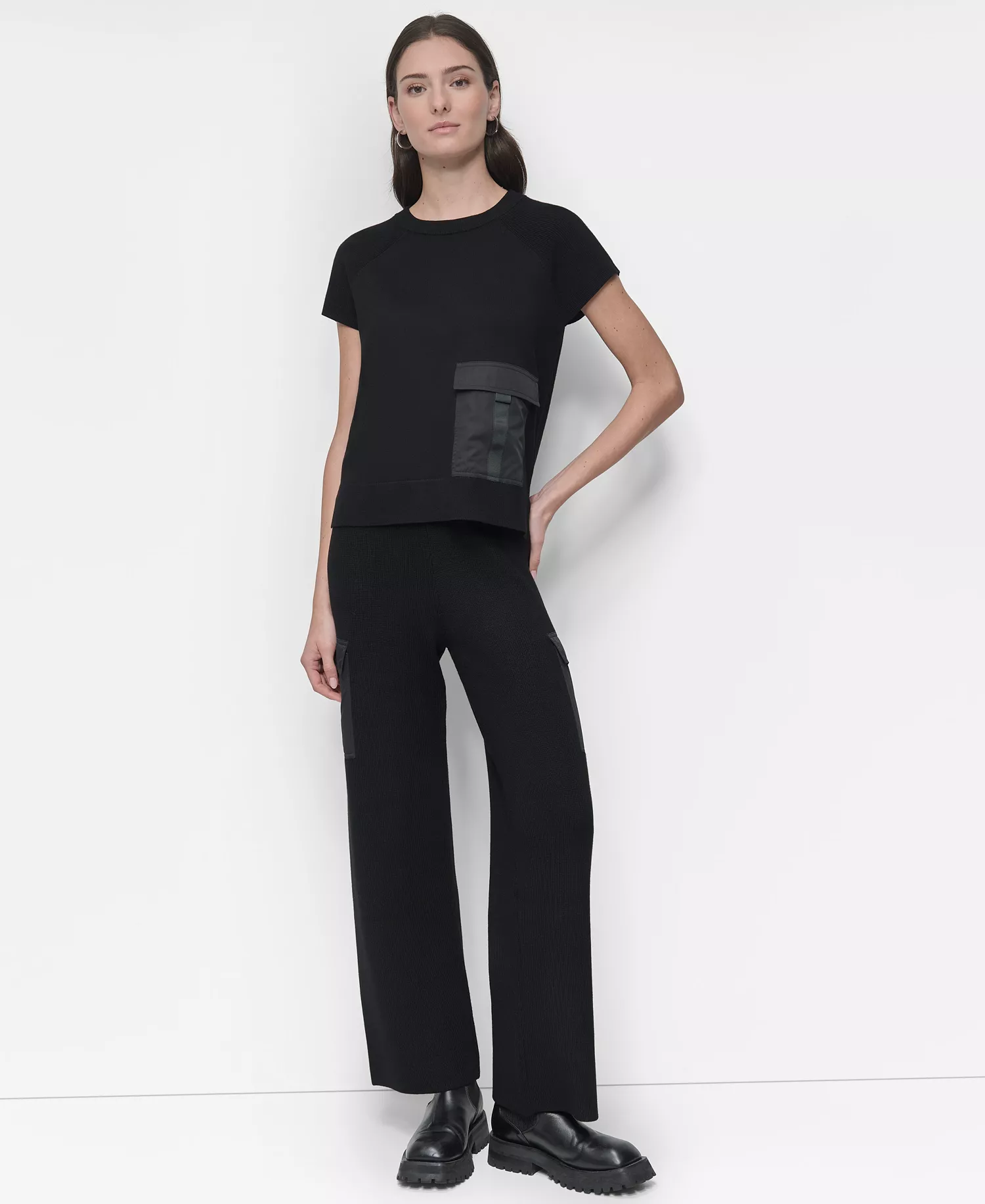 Women's Cargo Sweater - Black - L