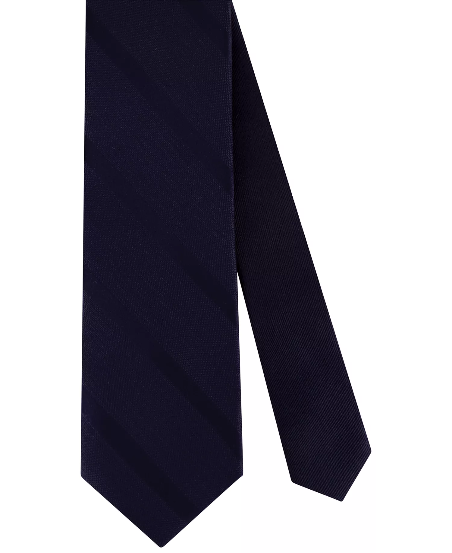 Men's Textured Woven Stripe Silk Tie - Navy - ONE SIZE