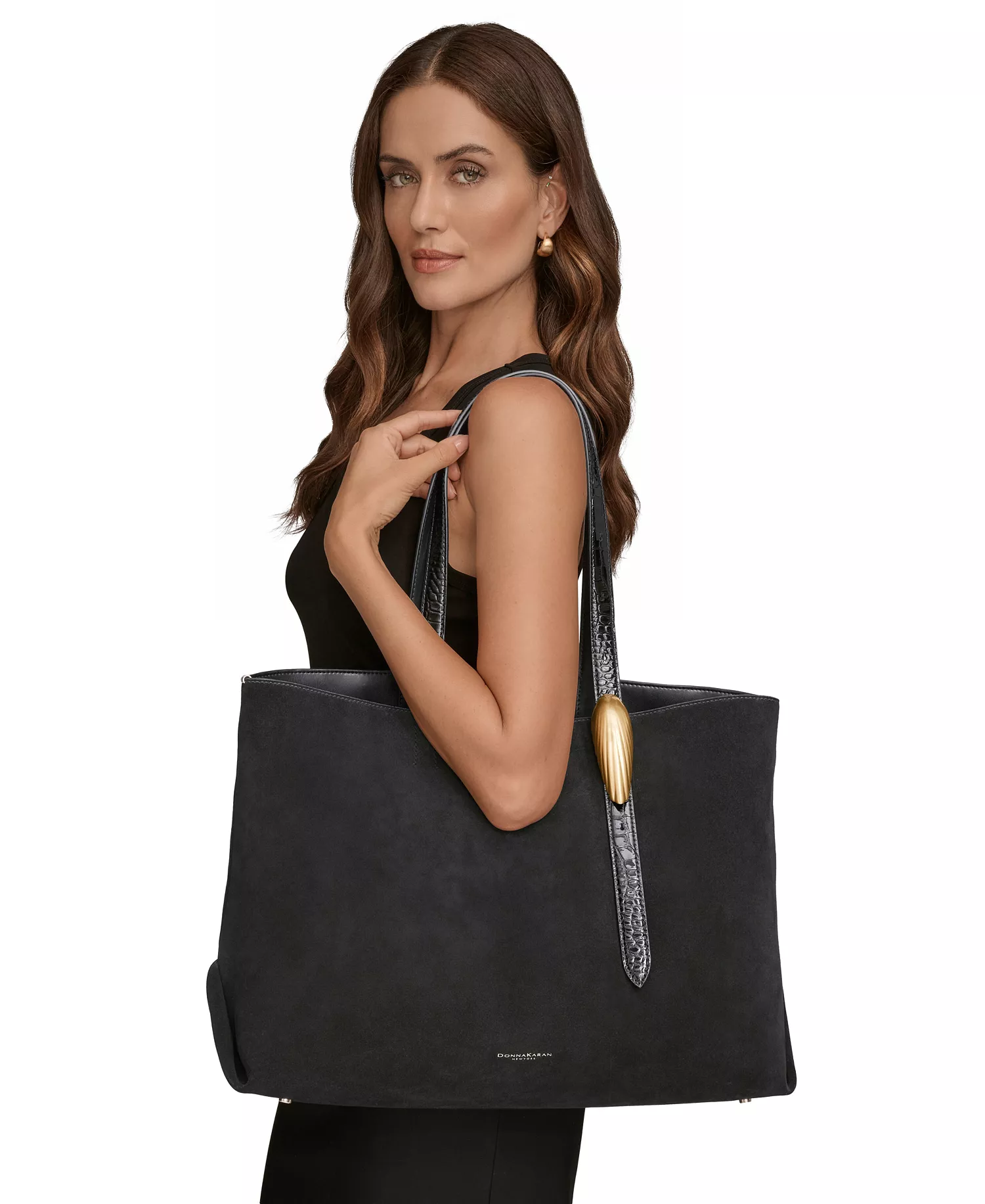 Women's Georgette Extra-Large Tote Bag - Black/gold - NO SIZE