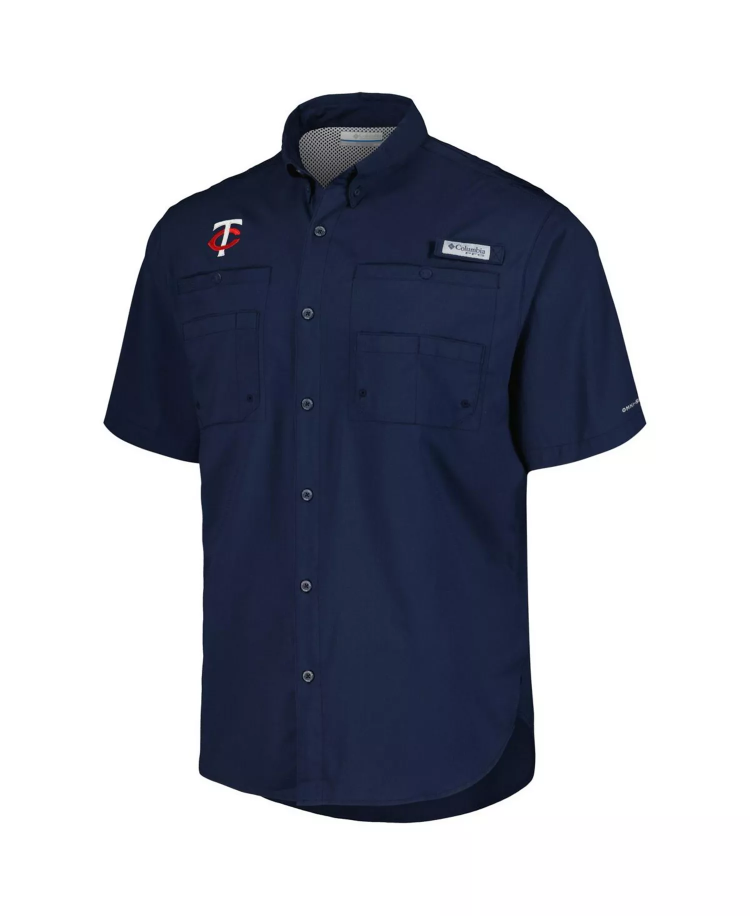 Men's Navy Minnesota Twins Tamiami Omni-Shade Button-Down Shirt - Navy - L
