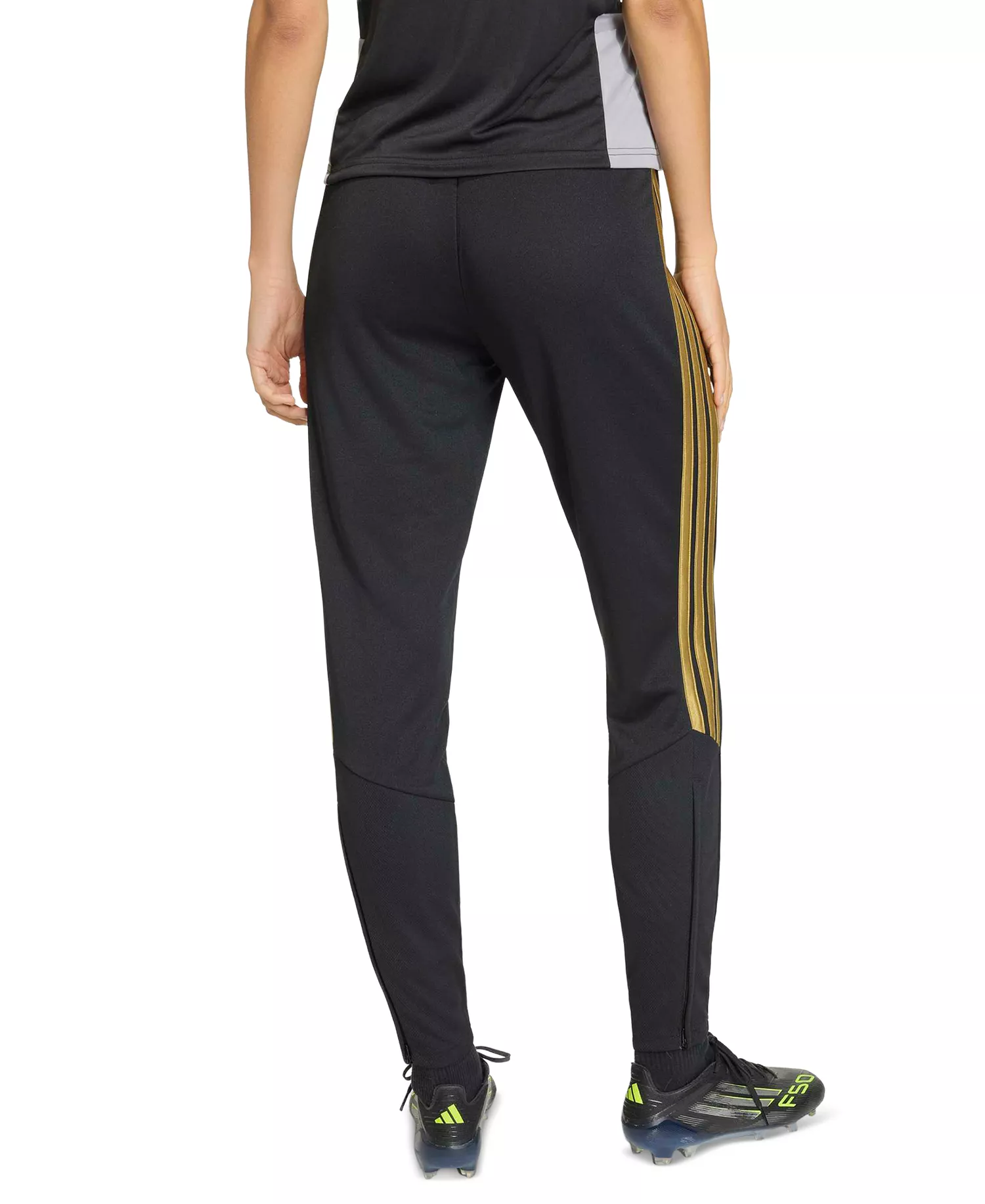 Women's Training Tracksuit Regular Fit Pants - Black/dark Football Gold - 2XL