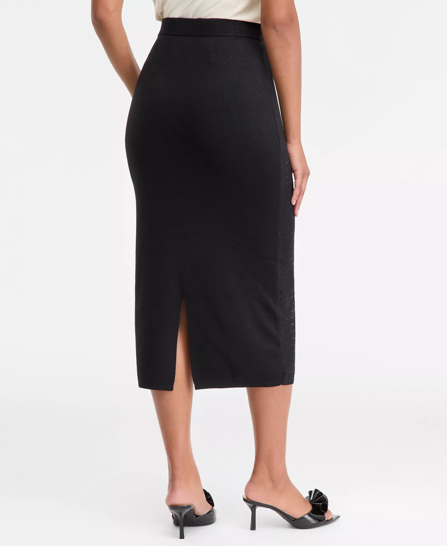 Women's Rhinestone Sweater Skirt, Macy's Exclusive - Deep Black - L