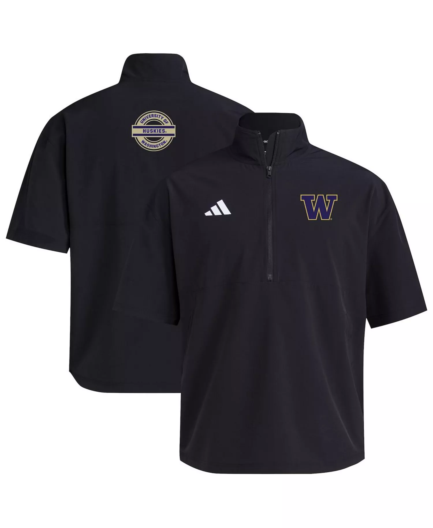 Men's Black Washington Huskies 2024 Half-Zip Short Sleeve Training Jacket - Black - L