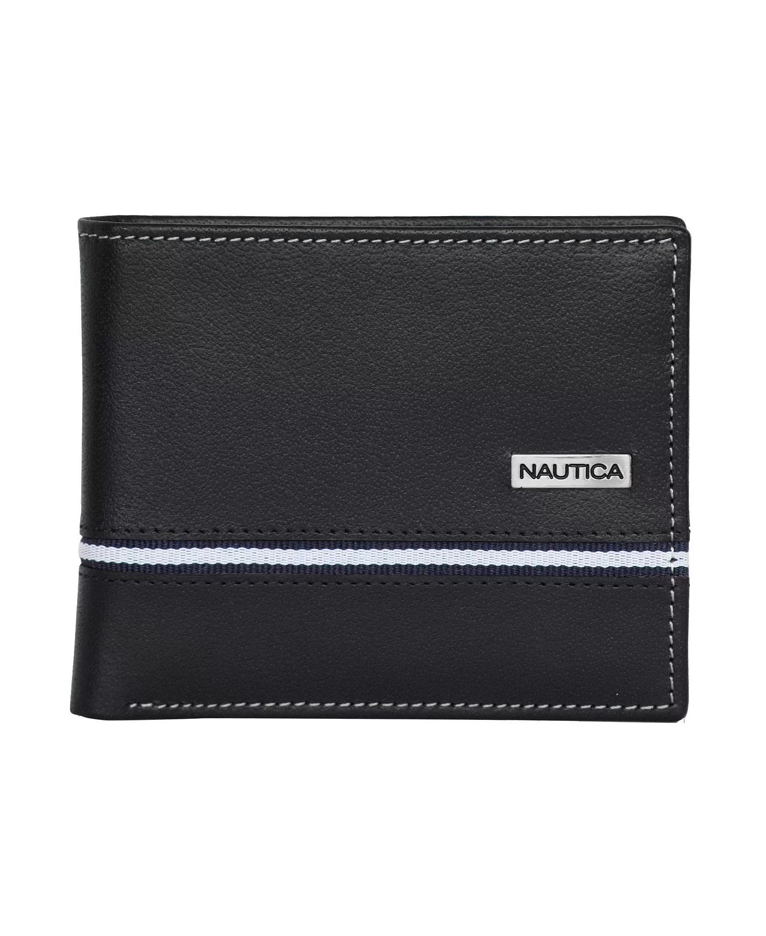 Men's Bifold Leather Wallet - Black - ONE SIZE