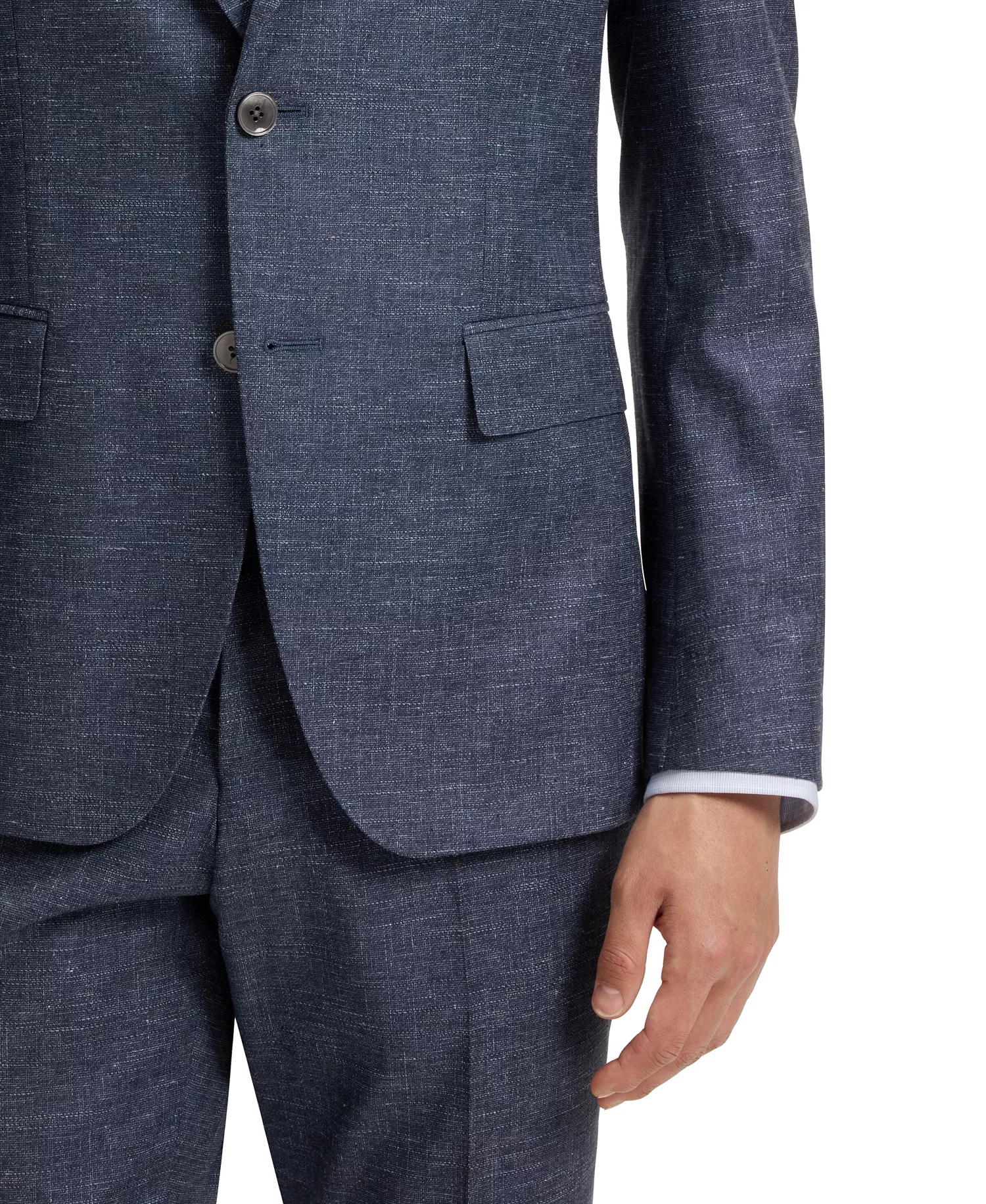 Men's Patterned Stretch Slim-Fit Blazer - Dark Blue - 36R