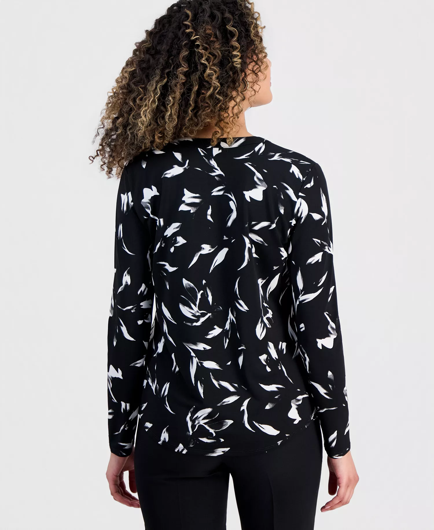 Petite Printed Button-Front Knit Top, Created for Macy's - Lora Garden - P/L