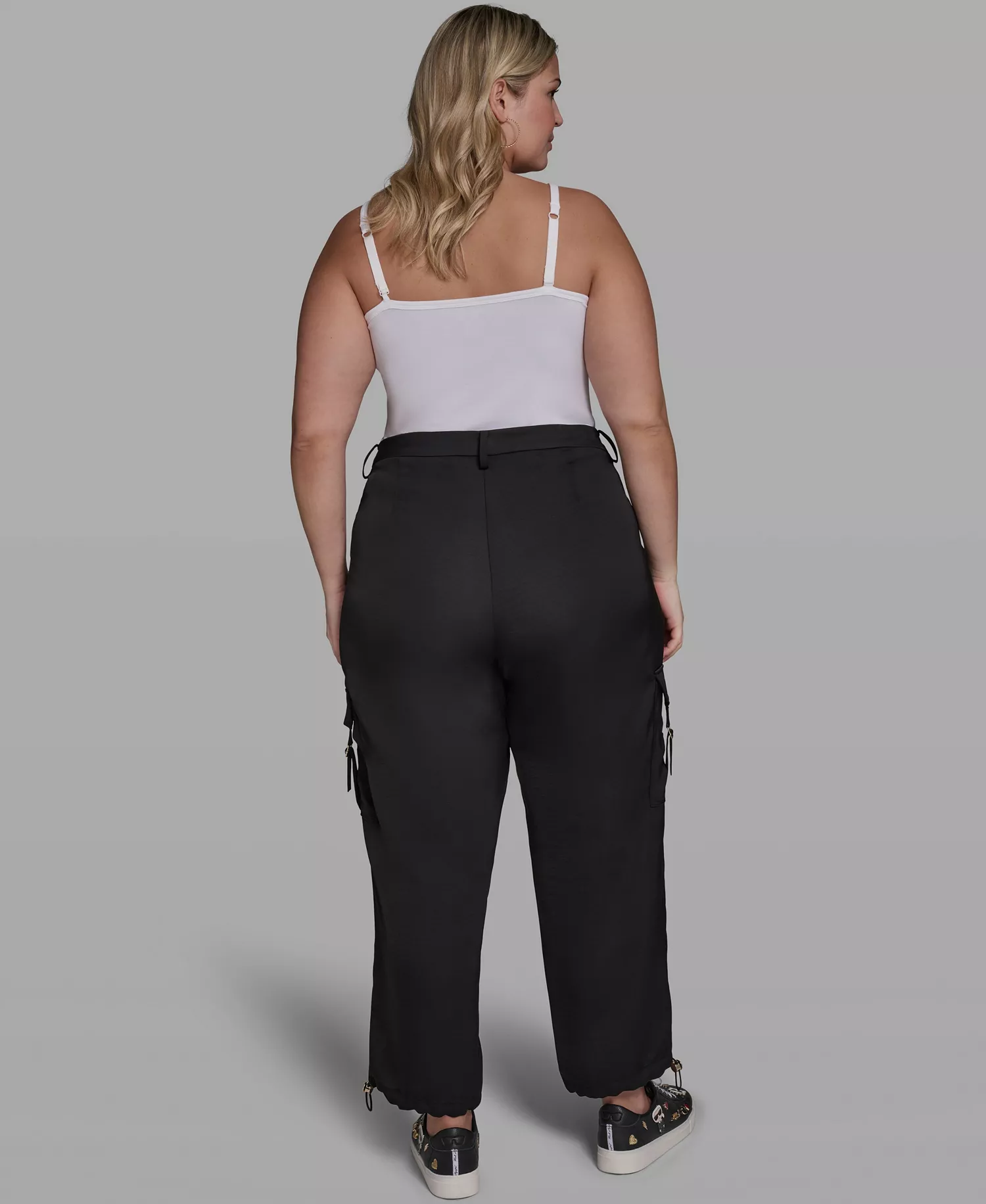 Plus Size Bungee Cargo Pants - Black - 14W