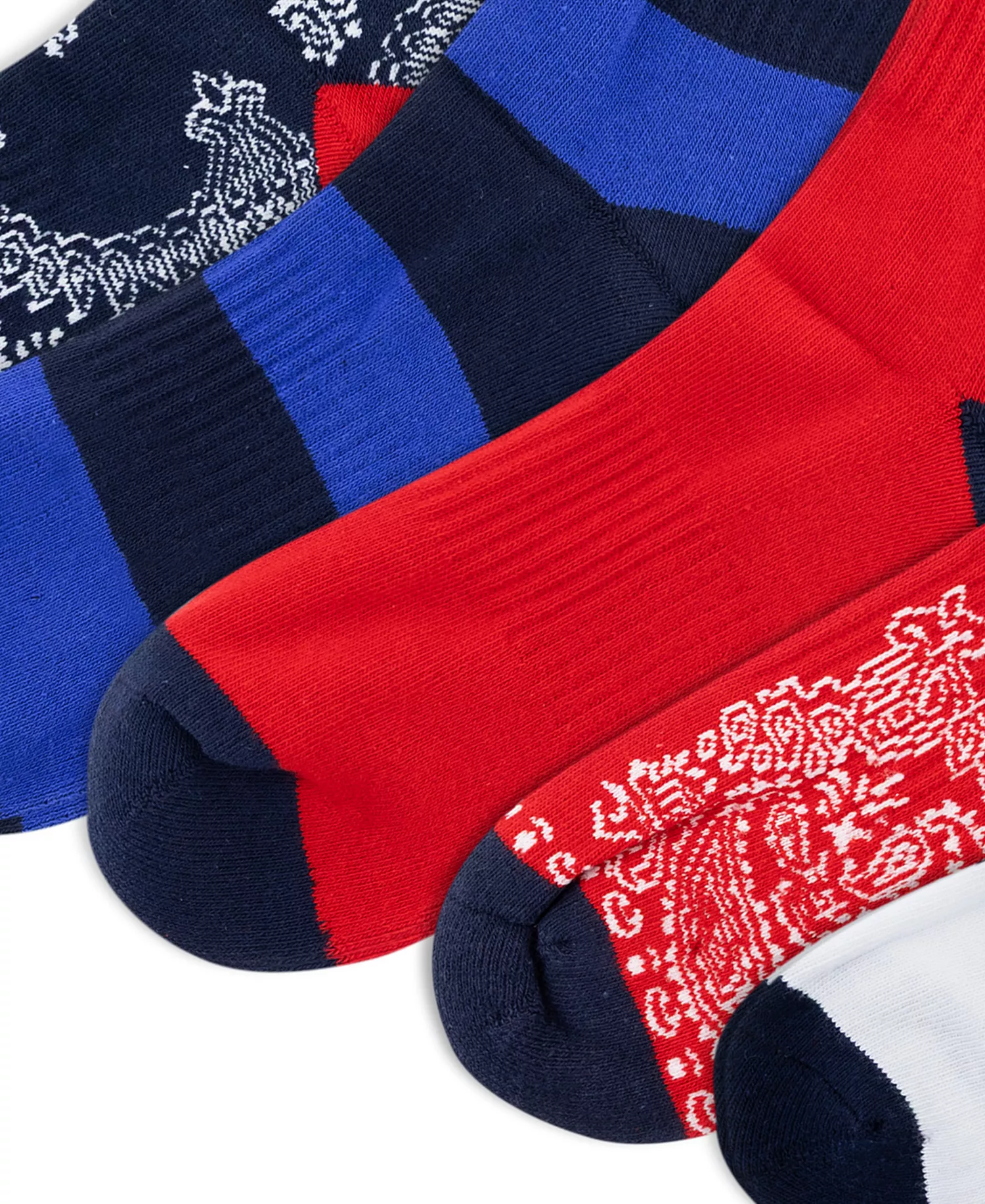Men's 6-Pack Bandana Bear Crew Socks - Nvast - 7-12