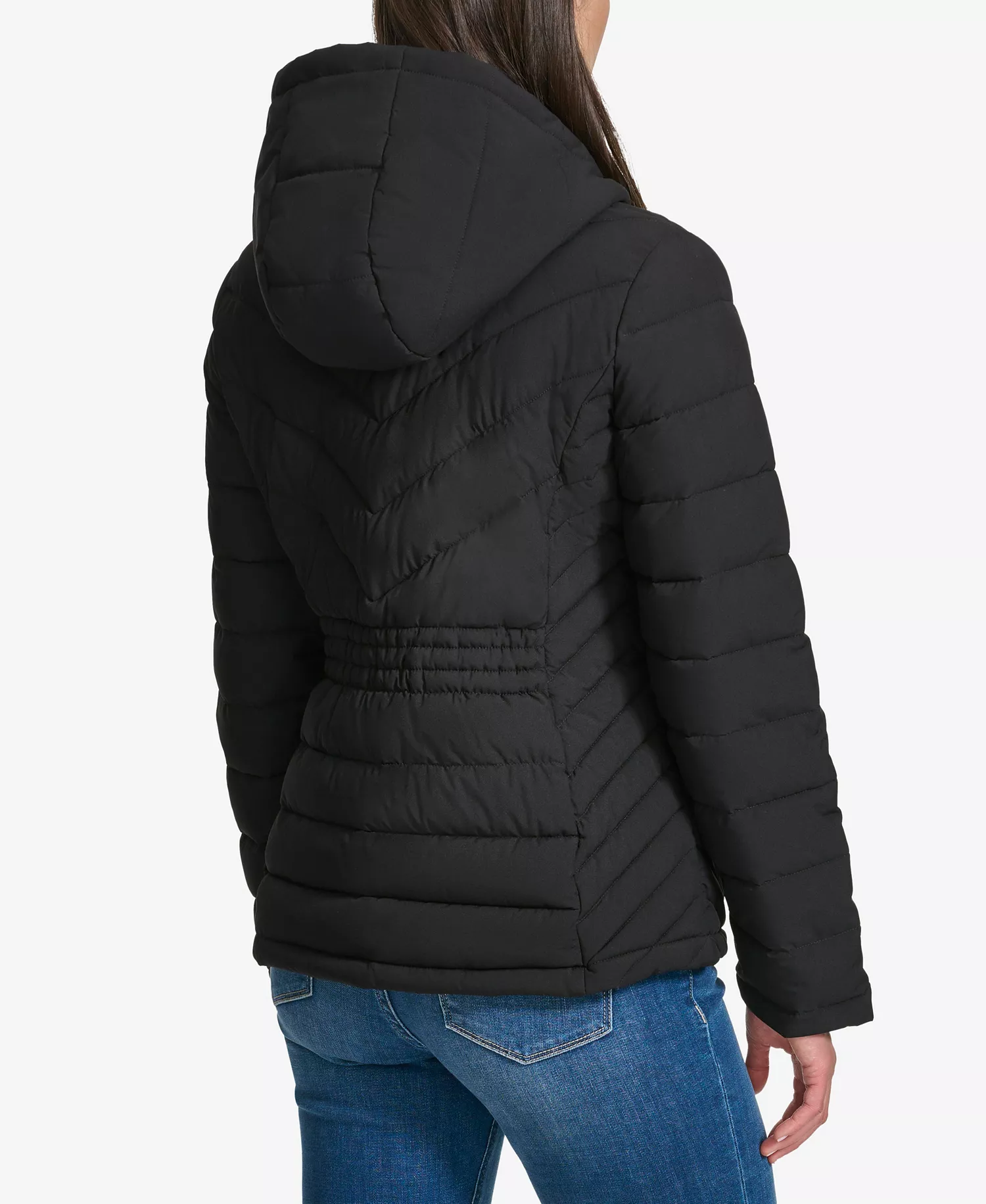 Women's Long-Sleeve Hooded Puffer Jacket - Black - L