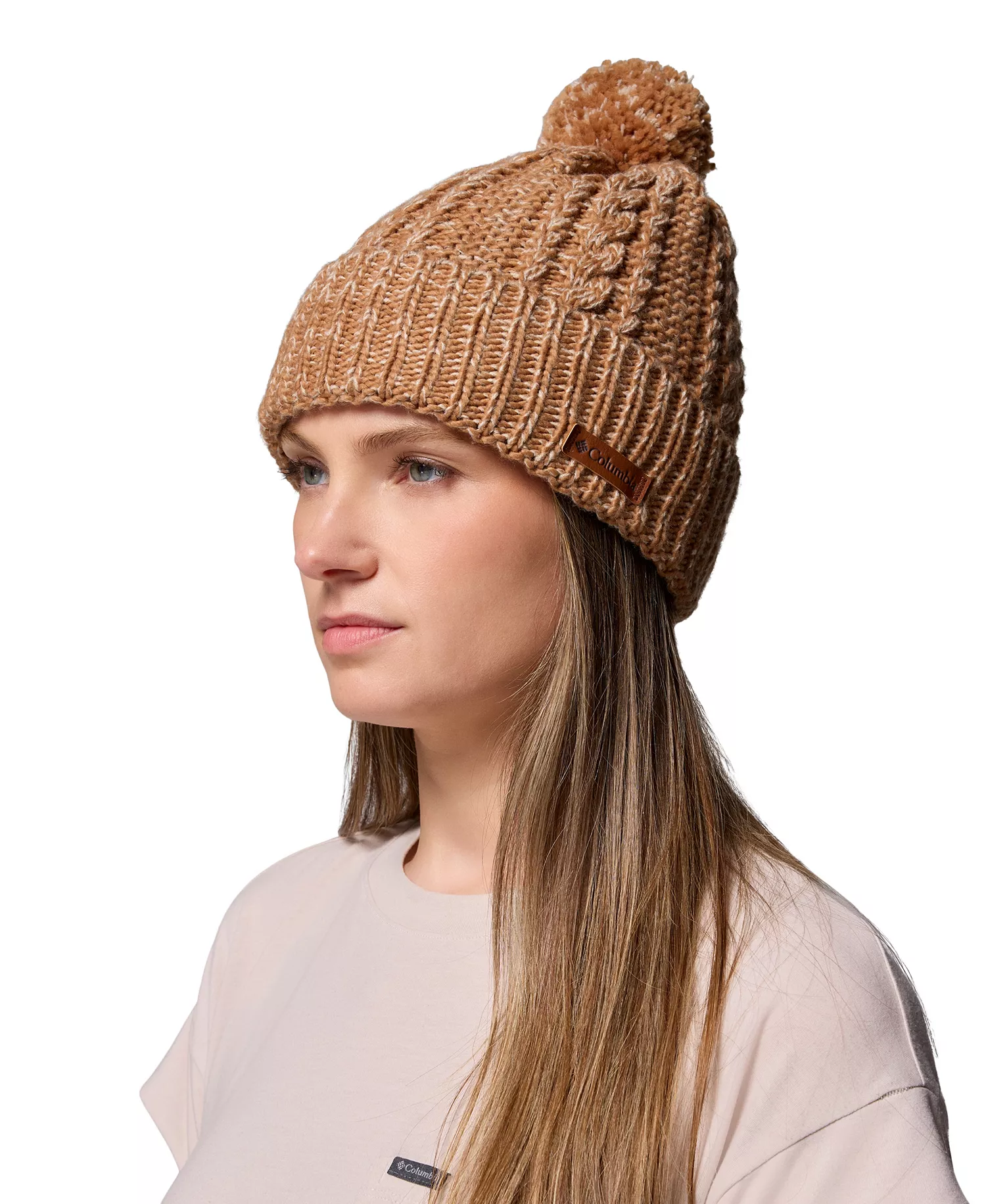 Women's Ridge Knit Beanie Hat - Camel Brown - ONE SIZE