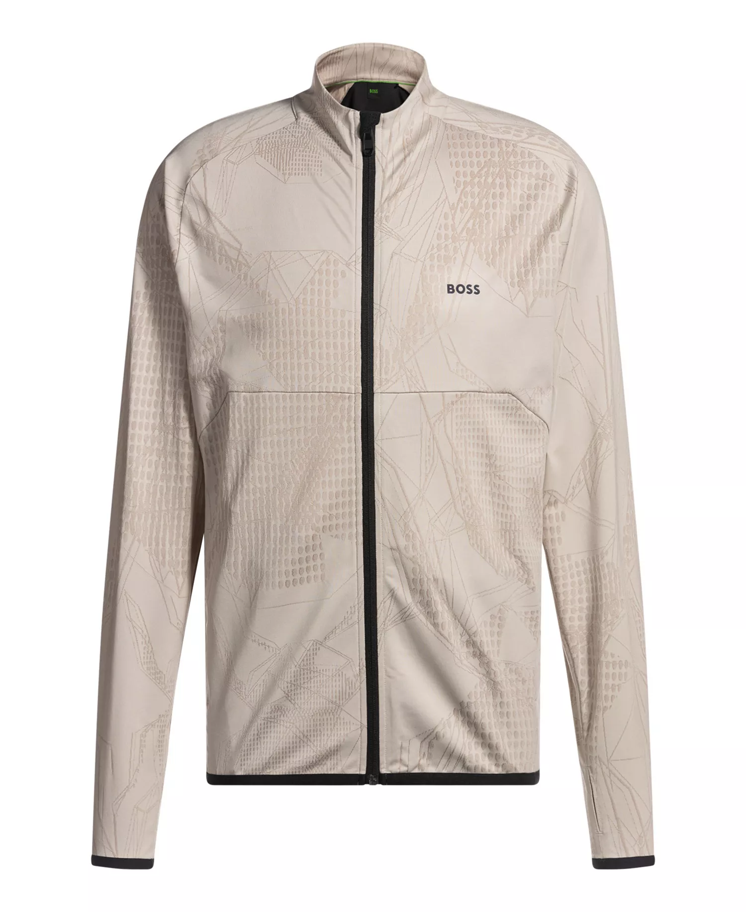 Men's Jacquard Pattern Active Zip-Up Sweatshirt - Open Beige - 2XL