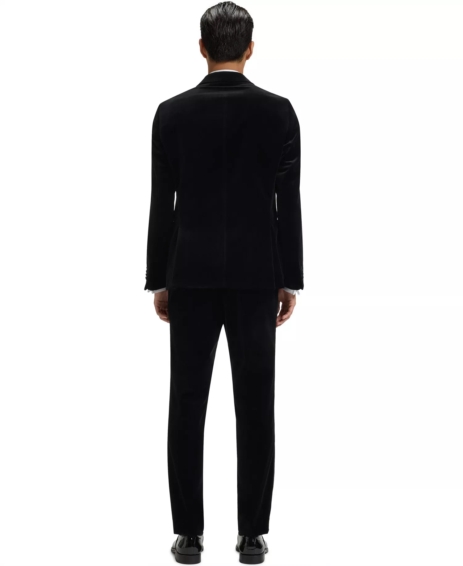 Men's Cotton Velvet Slim-Fit Tuxedo Jacket - Black - 40R