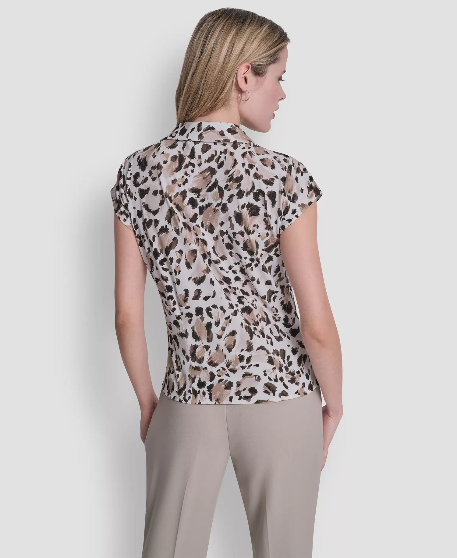 Petite Knit Button-Down Camp Shirt - White - P/L