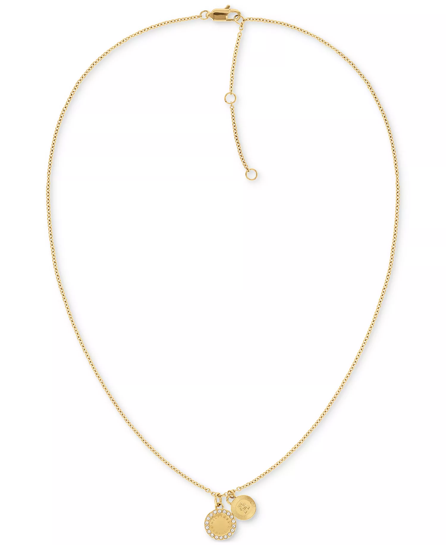 Gold-Tone Circle Crystal Pendant Necklace, 16" + 2" extender - Gold Plate - ONE SIZE