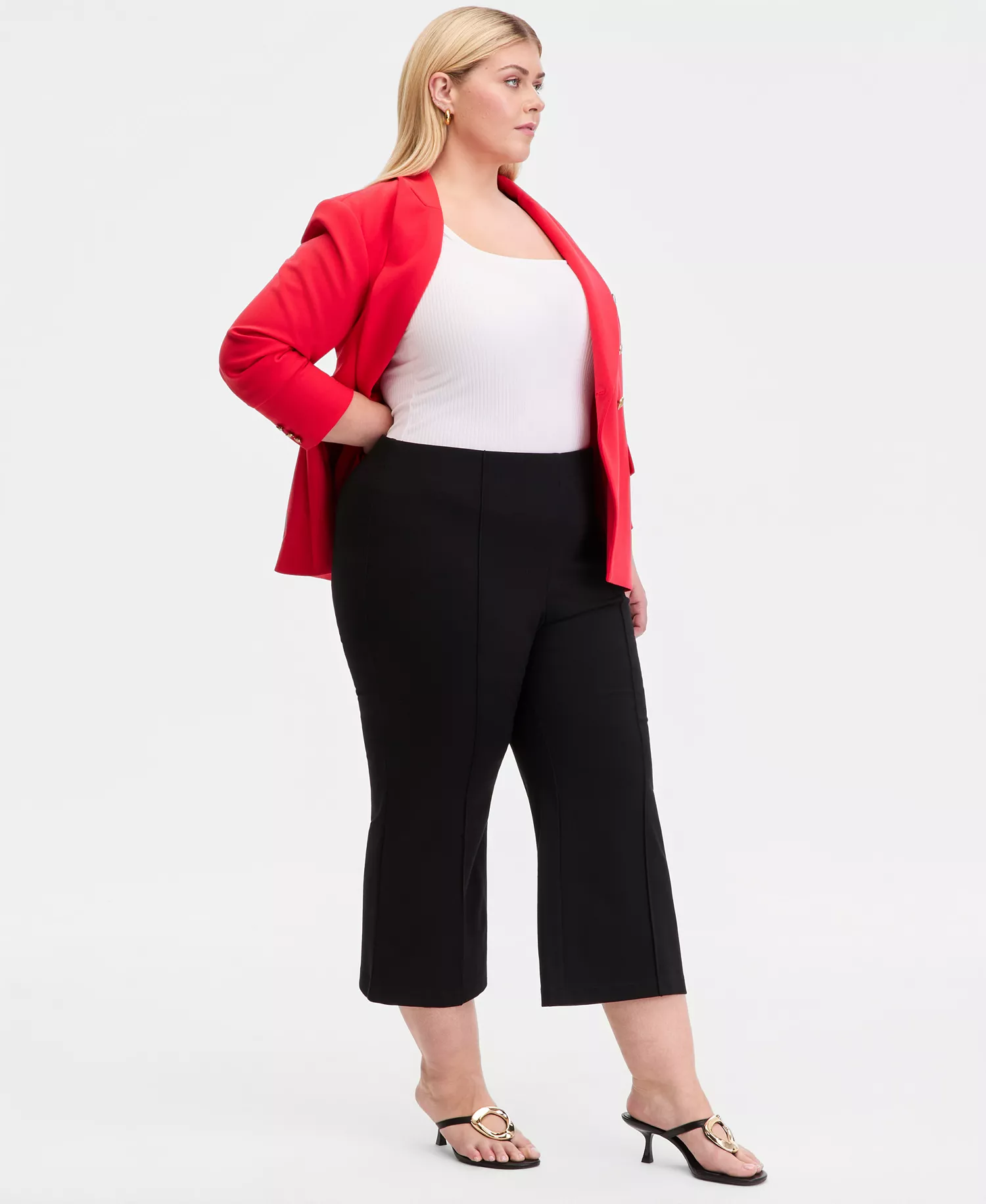 Plus Size High Rise Pull-On Ponte Pants, Macy's Exclusive  - Deep Black - 0X