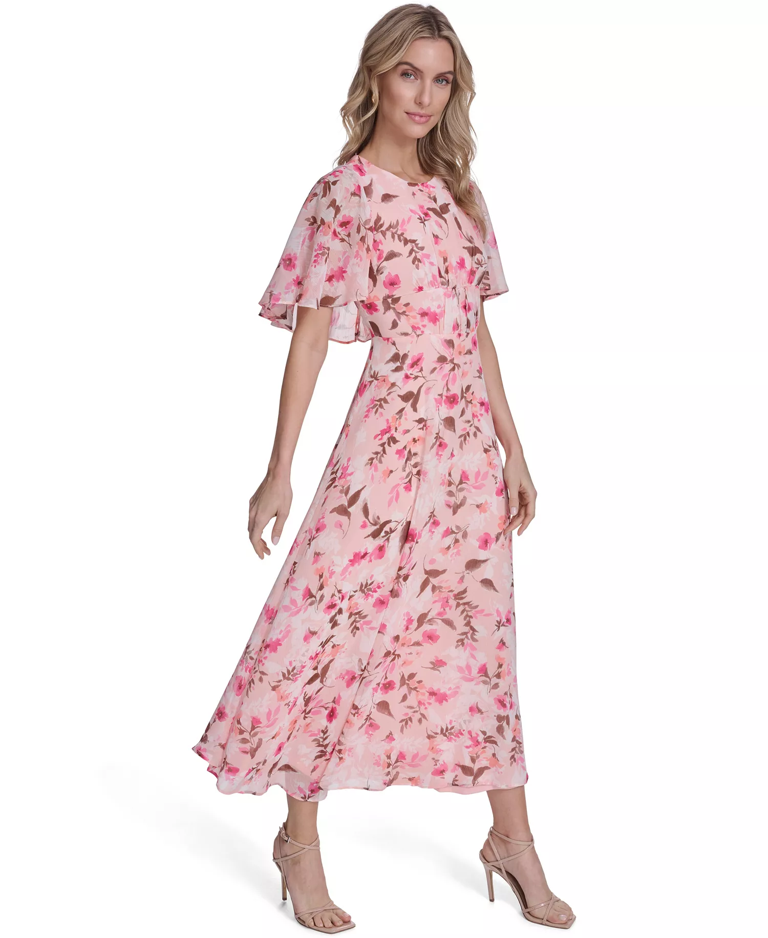 Women's Short-Sleeve Smocked Printed Dress - Blossom Multi - 10