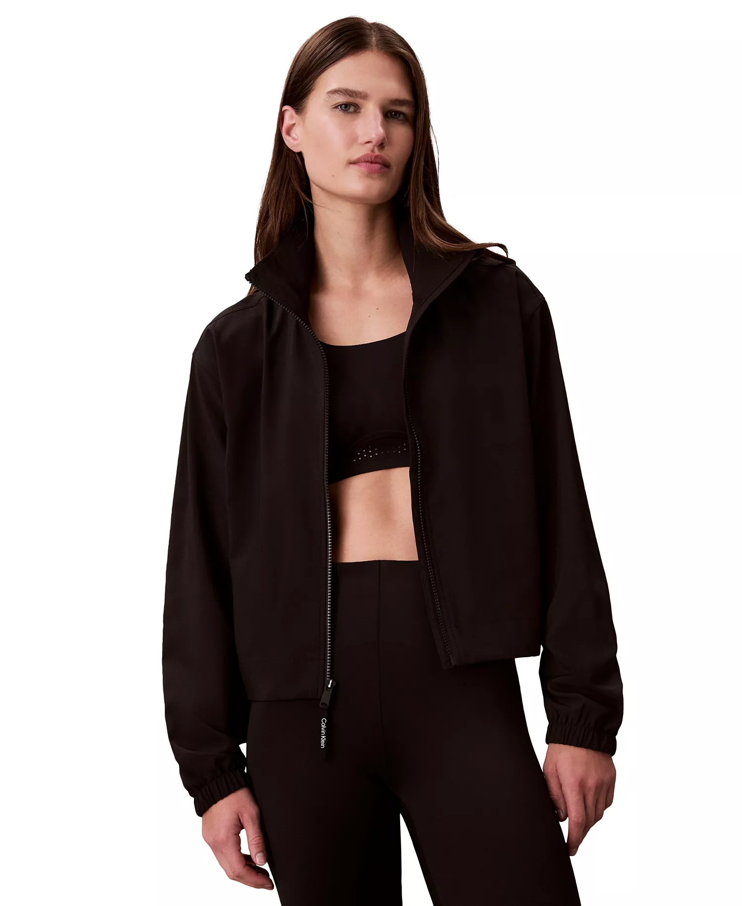 Women's Modern Sport Full-Zip Windbreaker Jacket - Black - 2XL