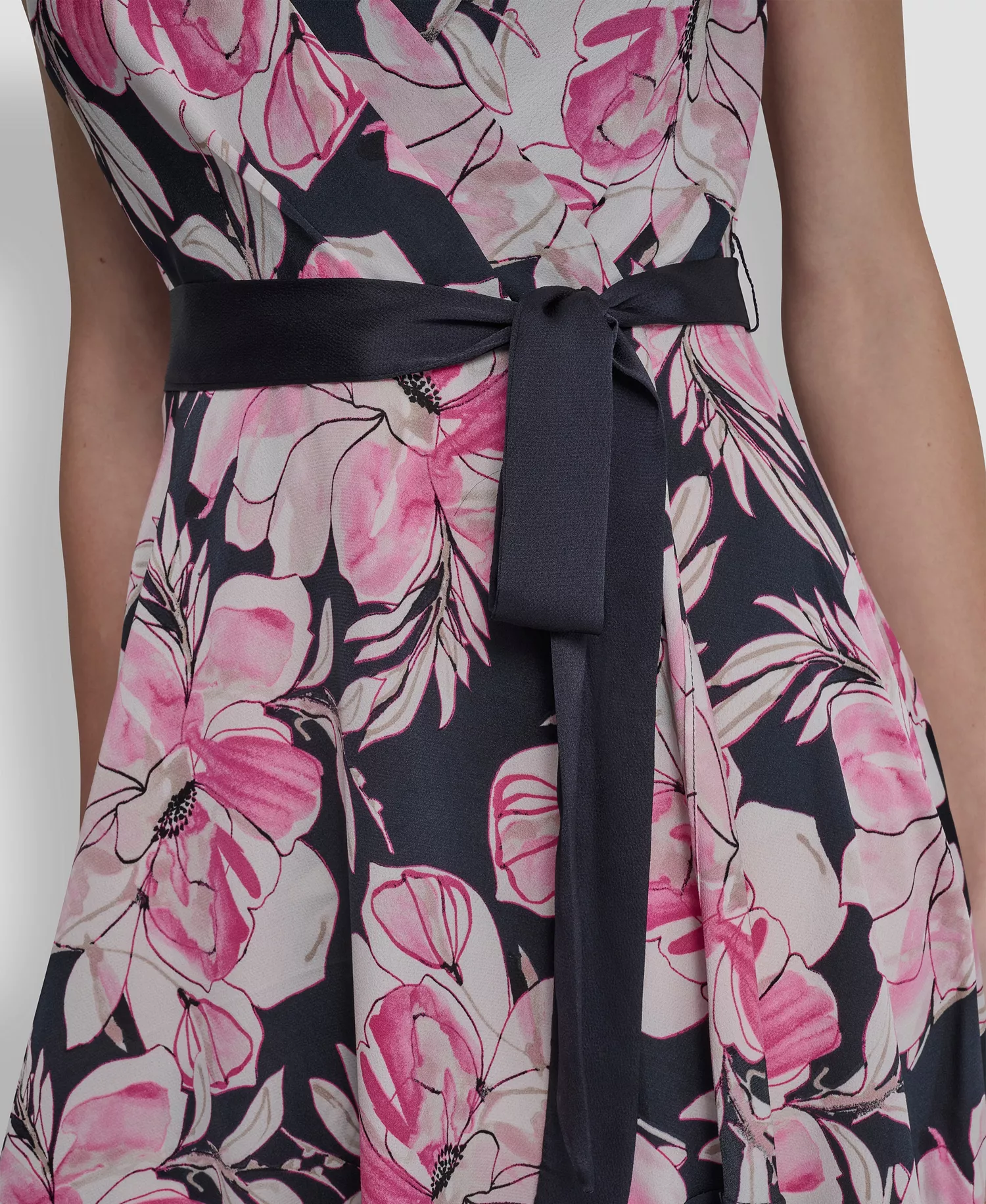 Women's Surplice Neck Asymmetrical Hem Dress - Spring Navy Multi - 10