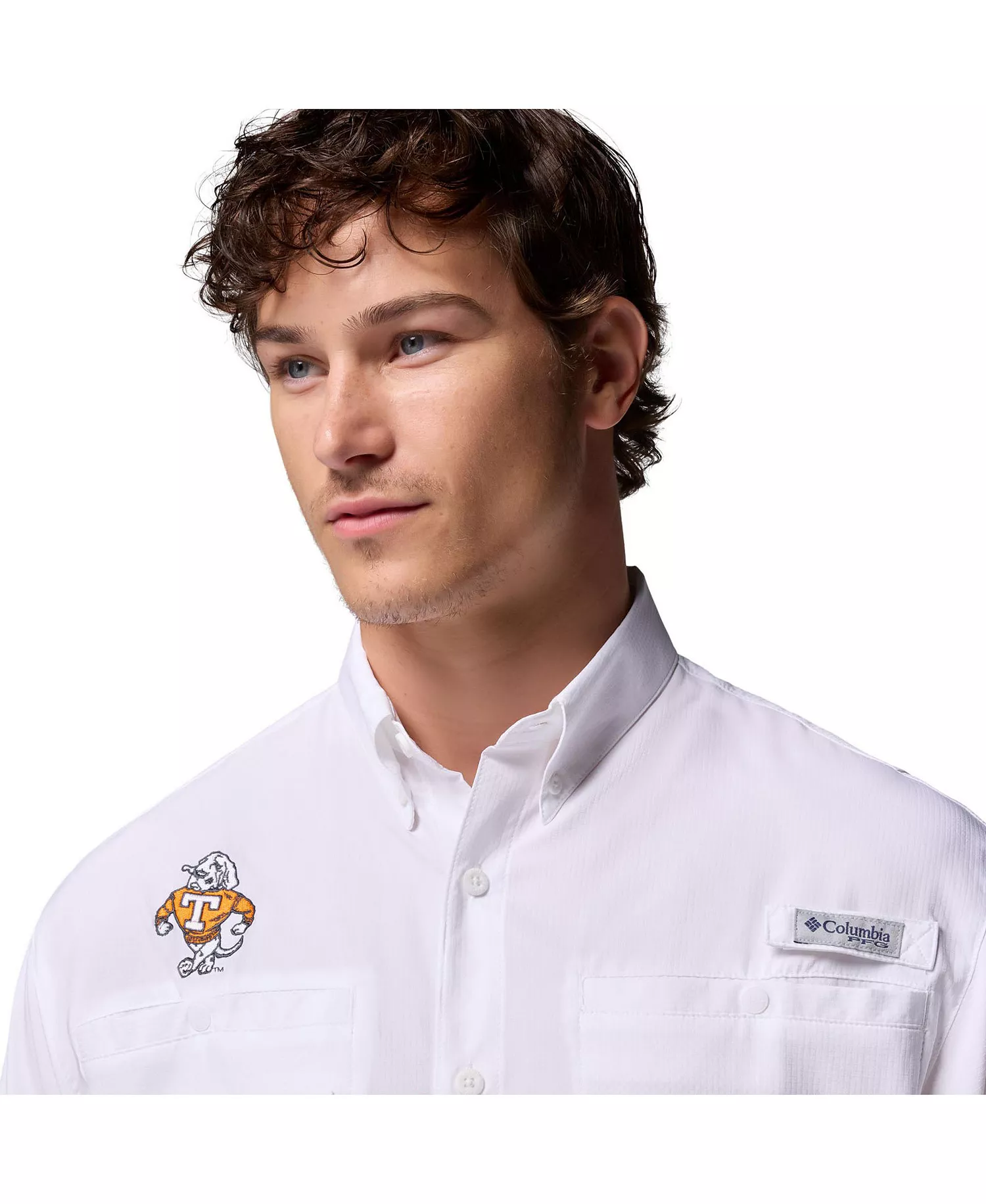 Men's White Tennessee Volunteers Tamiami Omni-Shade Button-Down Shirt - White - L