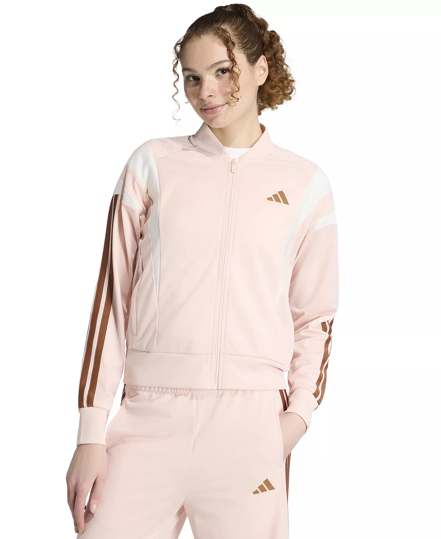 Women's Mock Neck Track Jacket - Blush Pink/dusky Bronze - 2XL