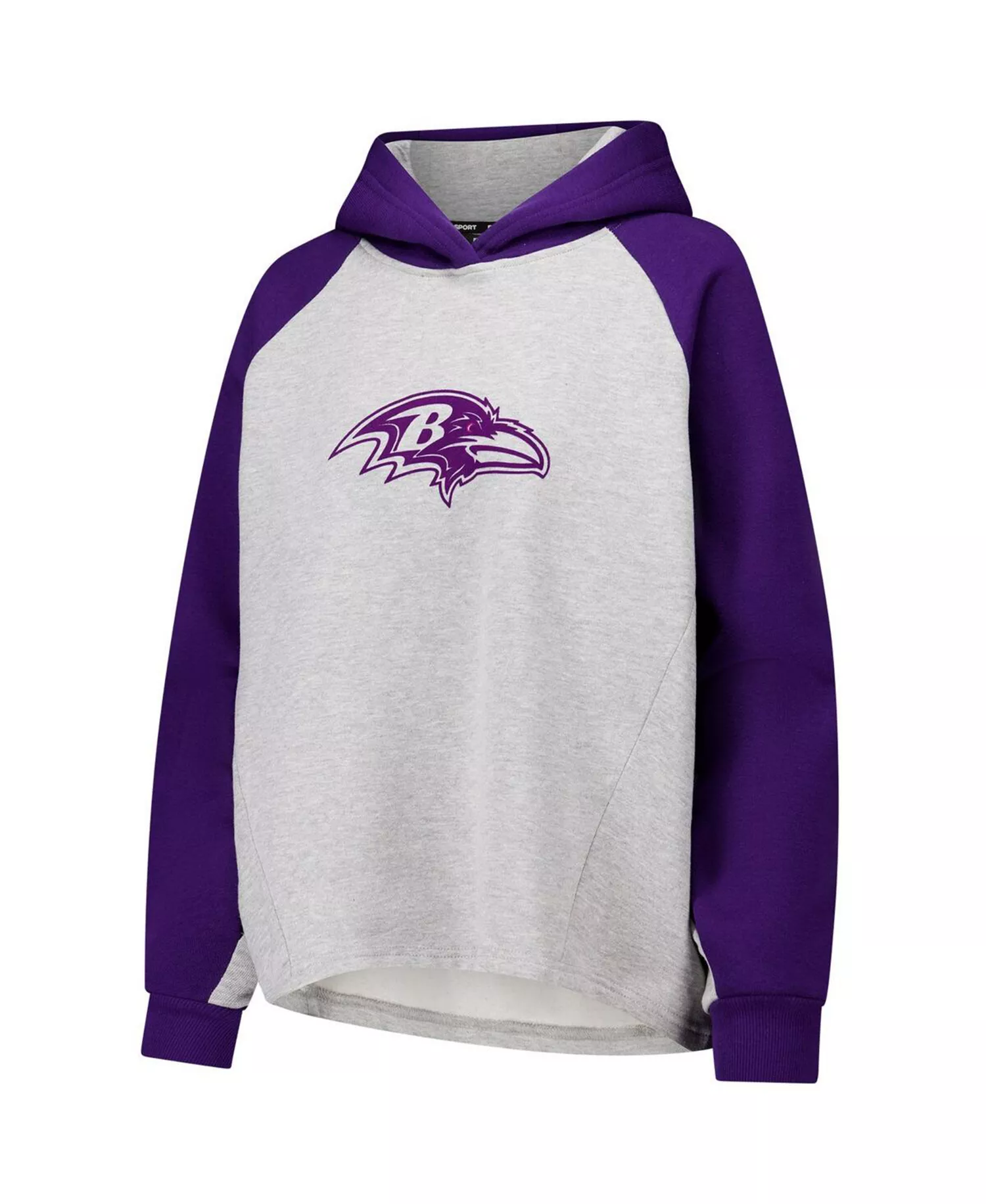 Women's Gray/Purple Baltimore Ravens Joy Cropped Raglan Pullover Hoodie - Gray, Purple - S