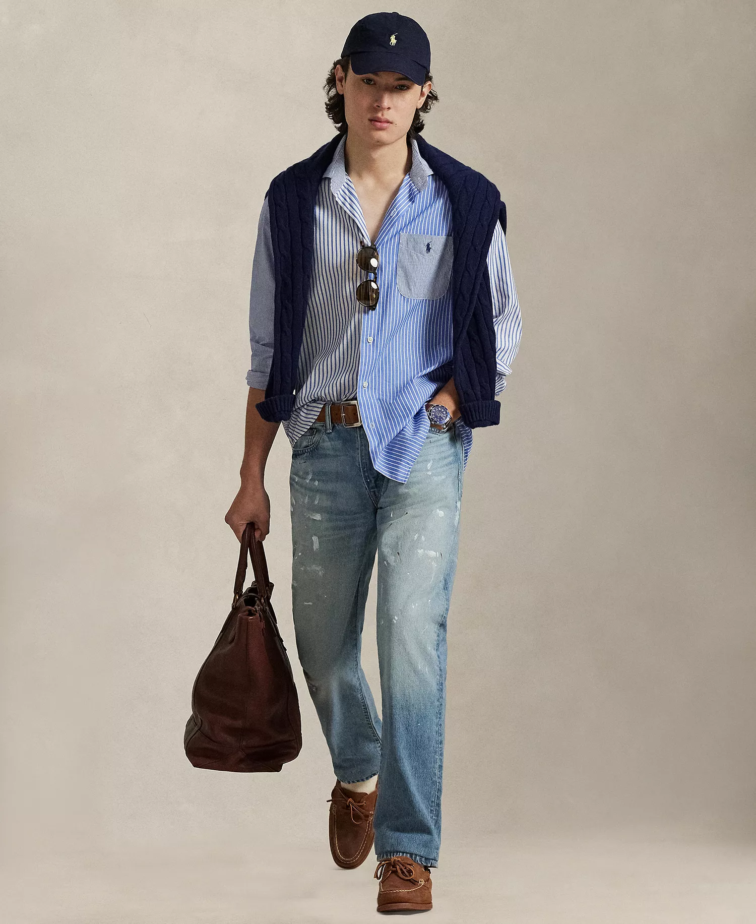 Men's Classic-Fit Striped Broadcloth Fun Shirt - Blue Funshirt - 2XL