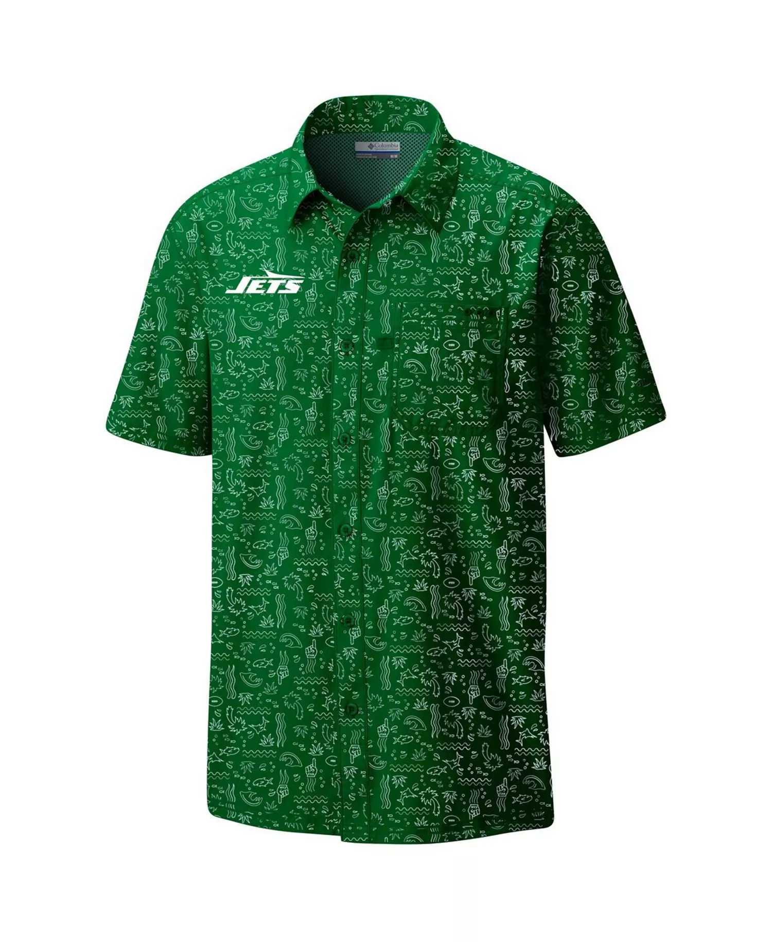 Men's Green New York Jets Super Slack Tide Omni-Wick Button-Up Shirt - Green - L