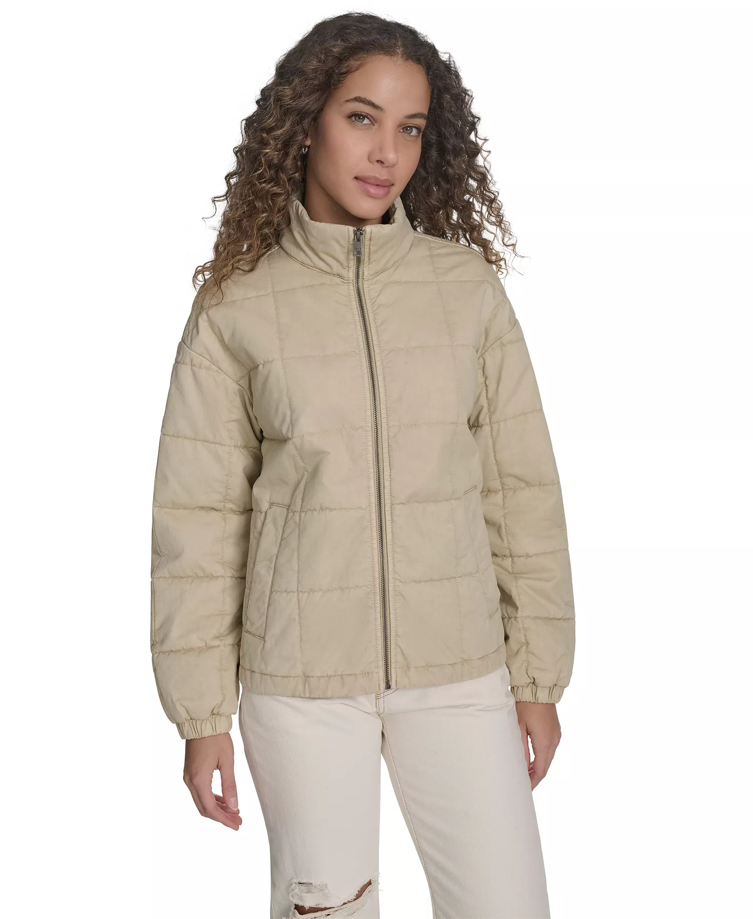 Women's Box Quilted Cotton Jacket - Creme Brule - L