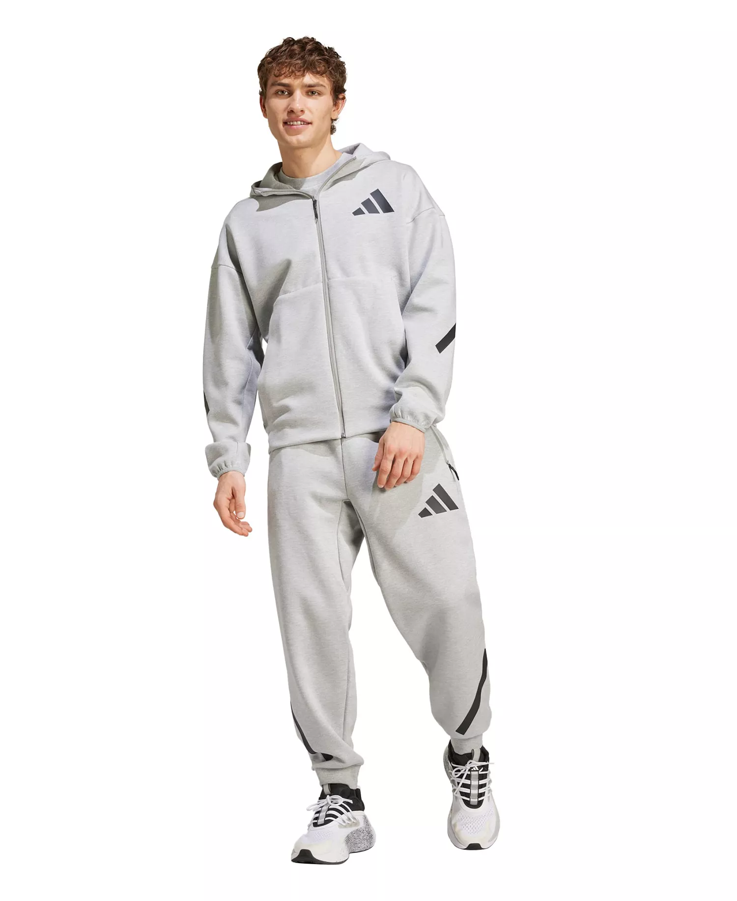 Men's Full Zip Hooded Sweatshirt - Gray heather - 2XL