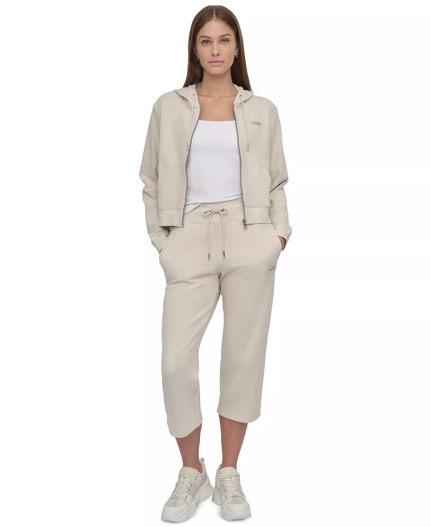 Women's Studded-Logo Cropped Pants - Lt City Khaki - S